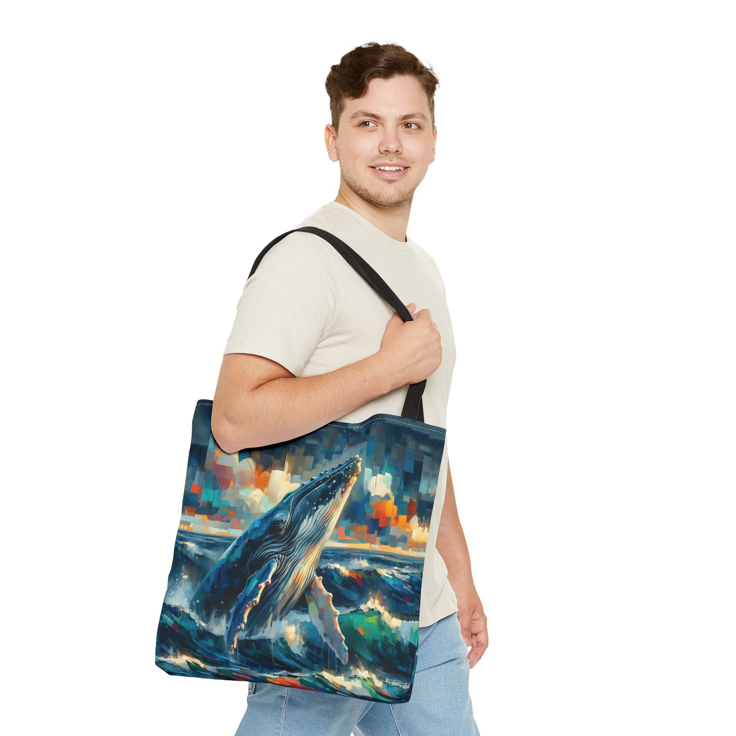 Humpback Breaching - Impressionist Art Style Tote Bag