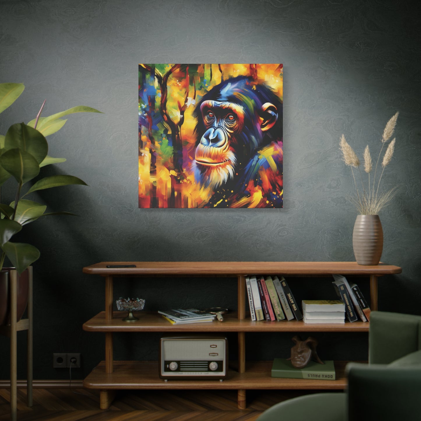 Curious Bonobo Expressionist Canvas Art Print