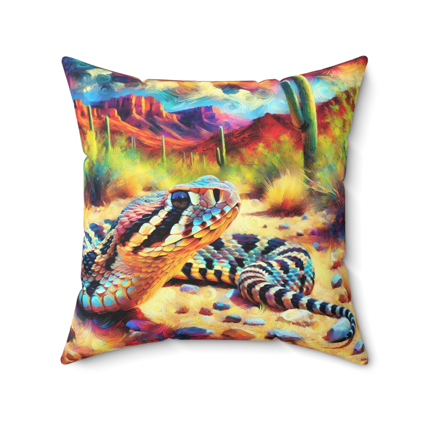 Desert Rattlesnake - Square Throw Pillows