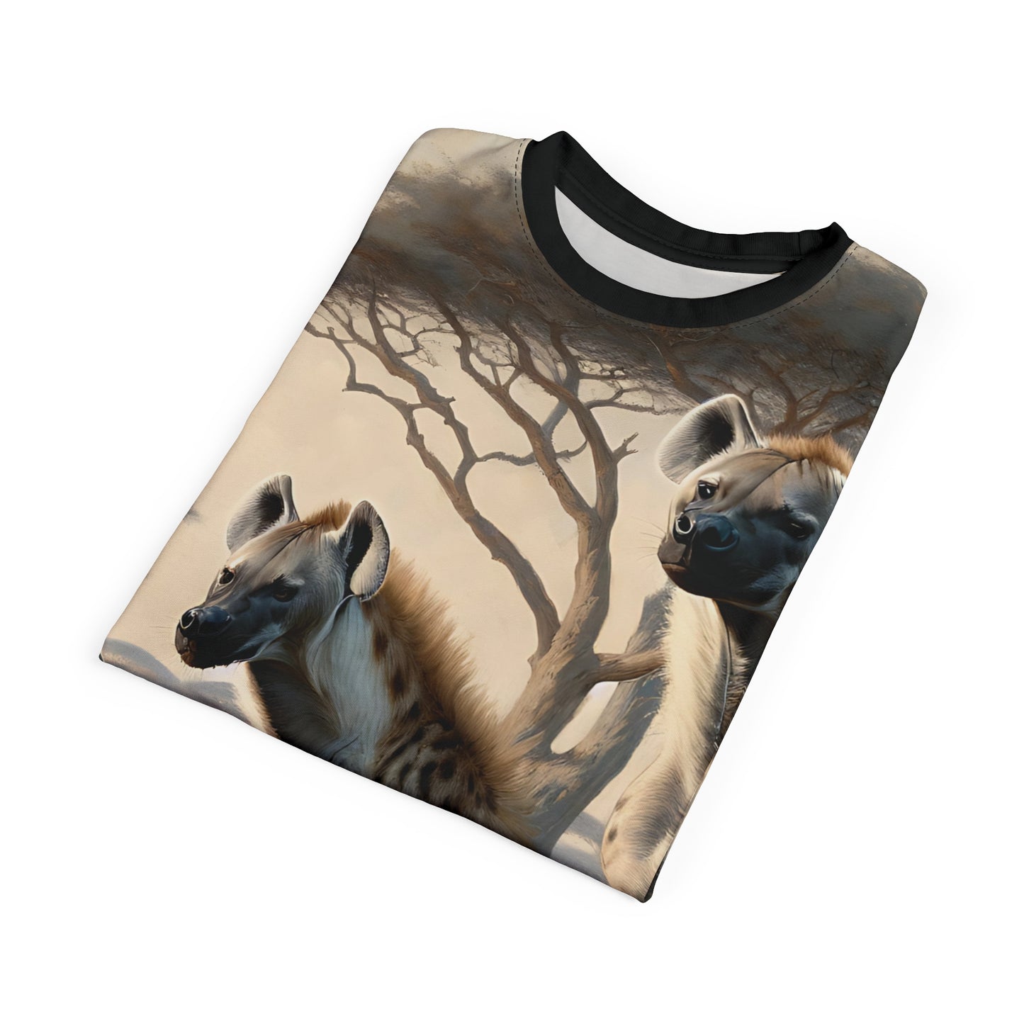 Hyena Family Art Tee | Unisex Cut & Sew T-Shirt, Wildlife Apparel, Unique Graphic Tee, Birthday Gift