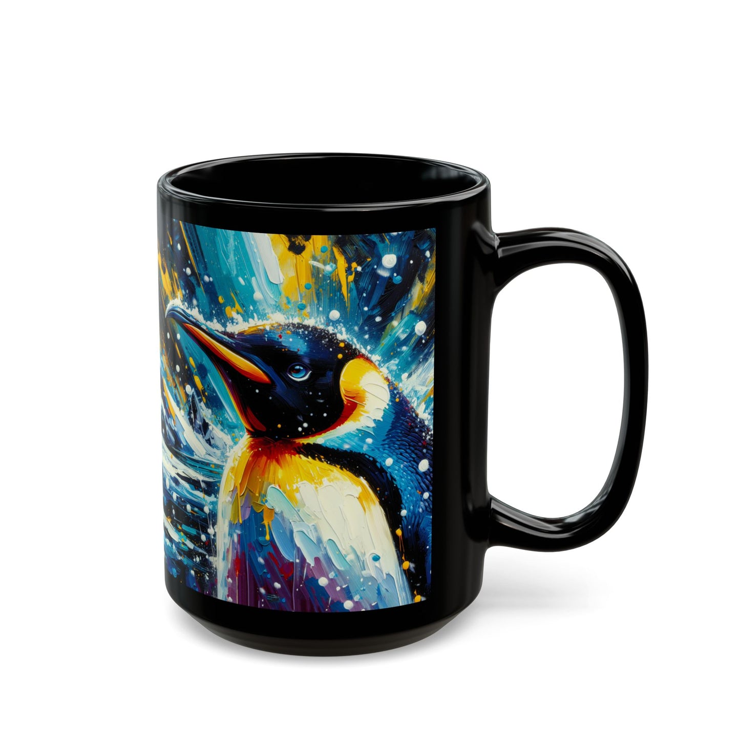 Emperor Penguin in Snowfall - Black Mug (11oz, 15oz)