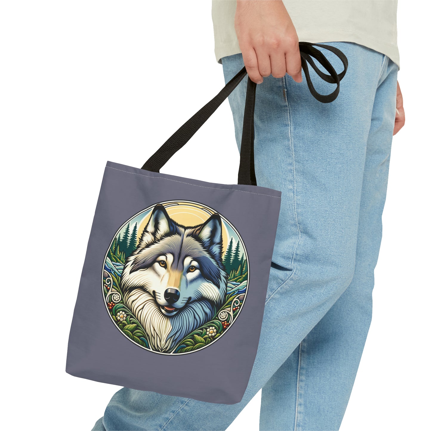 Wolf Portrait Tote Bag, Art Nouveau Style