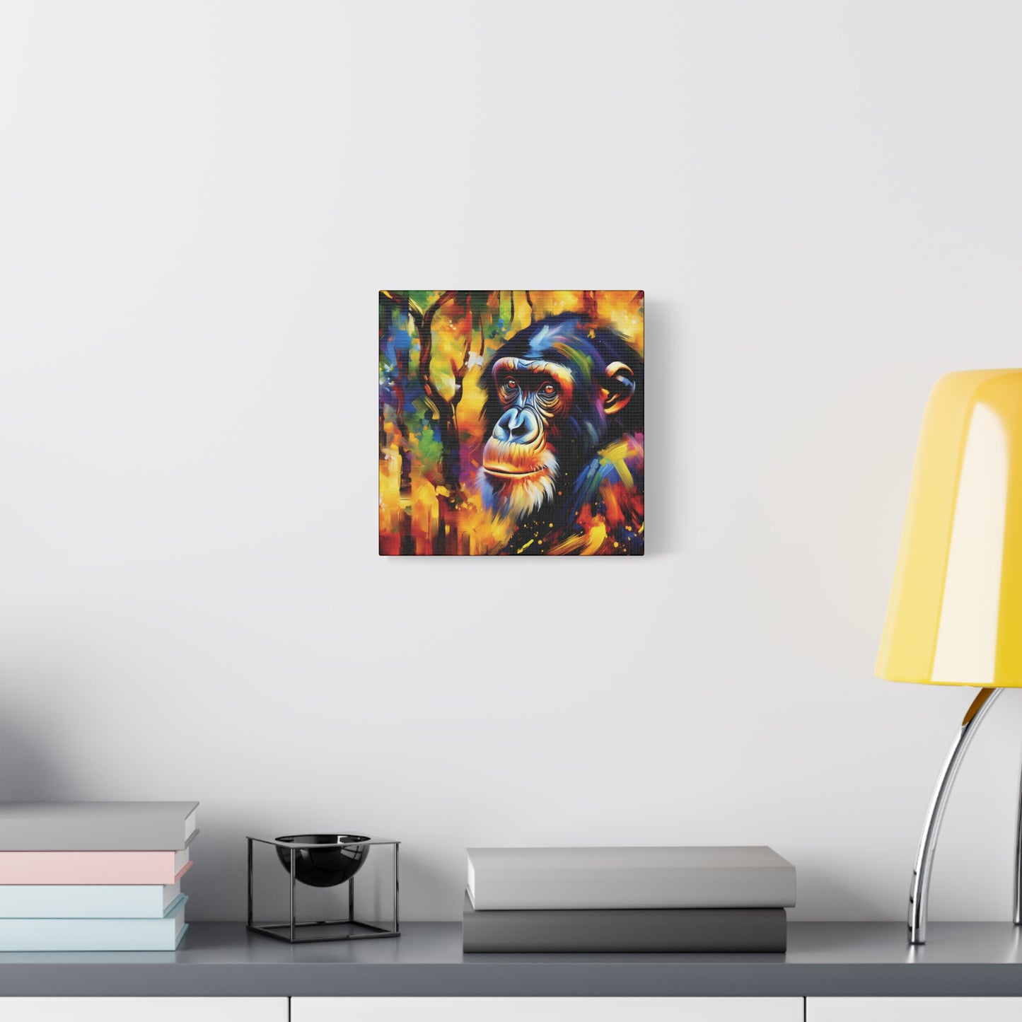 Curious Bonobo Expressionist Canvas Art Print