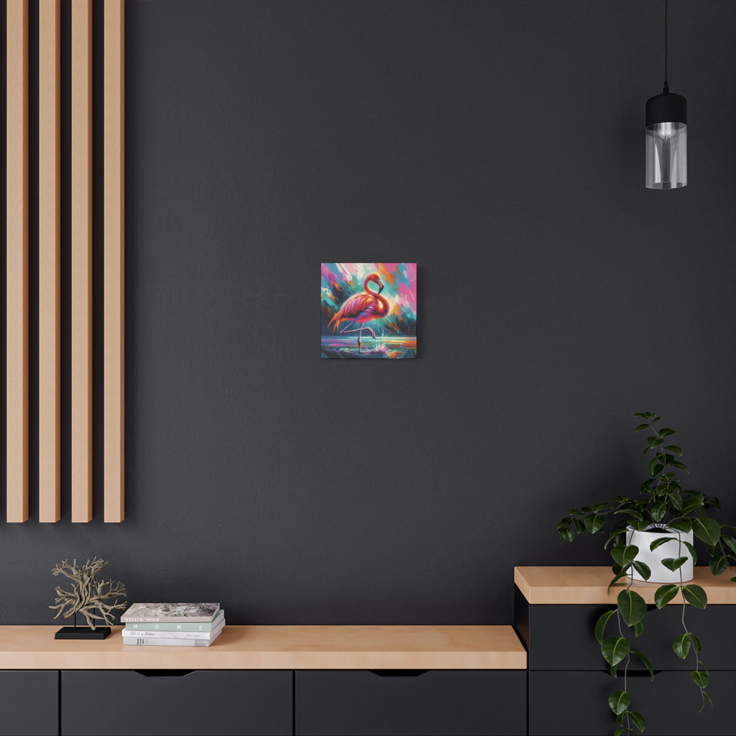 Canvas Wall Art - Flamingo Colorful Expressionist Style Print