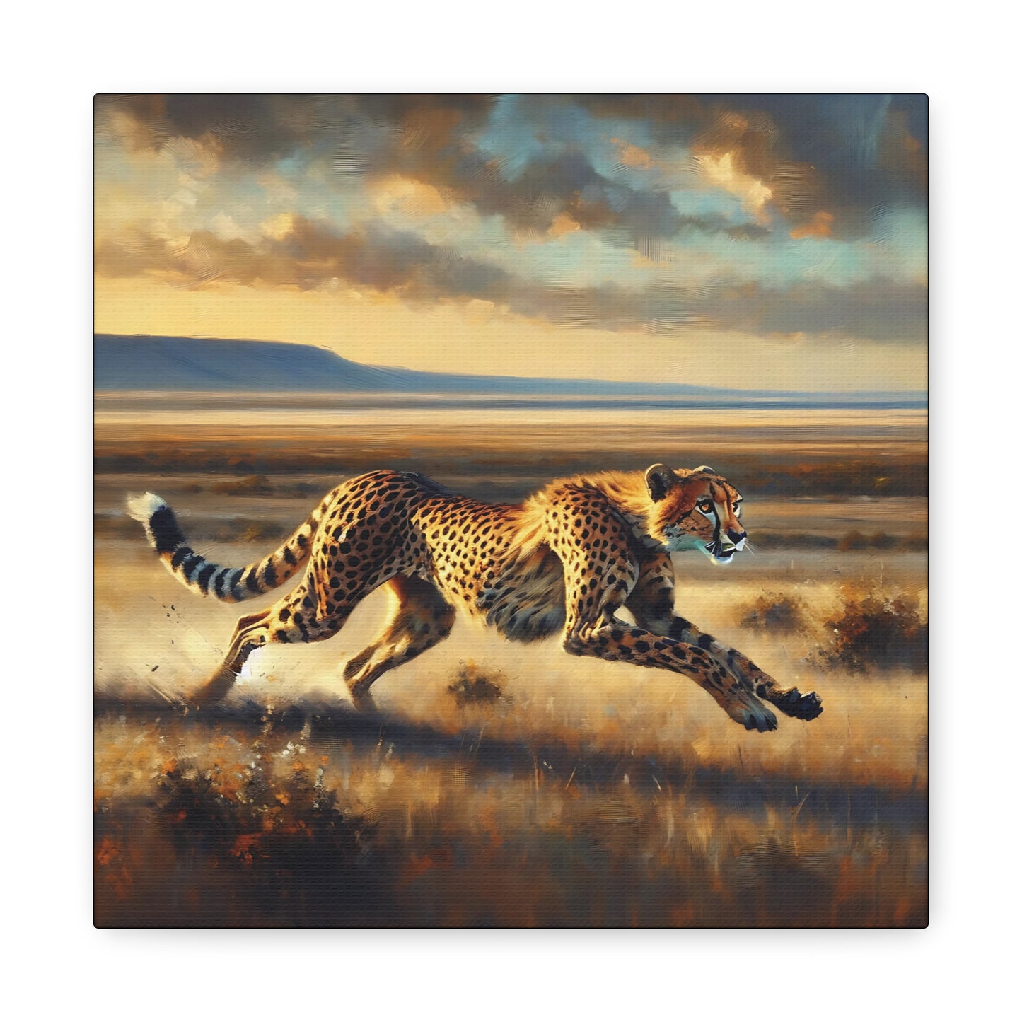 Cheetah Running Impressionist Canvas Art Print