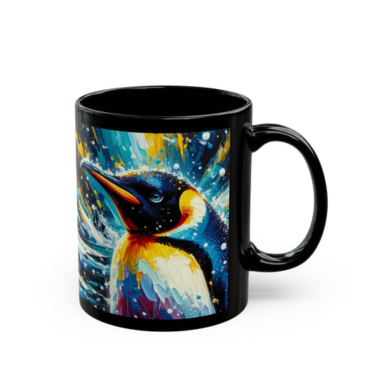 Emperor Penguin in Snowfall - Black Mug (11oz, 15oz)