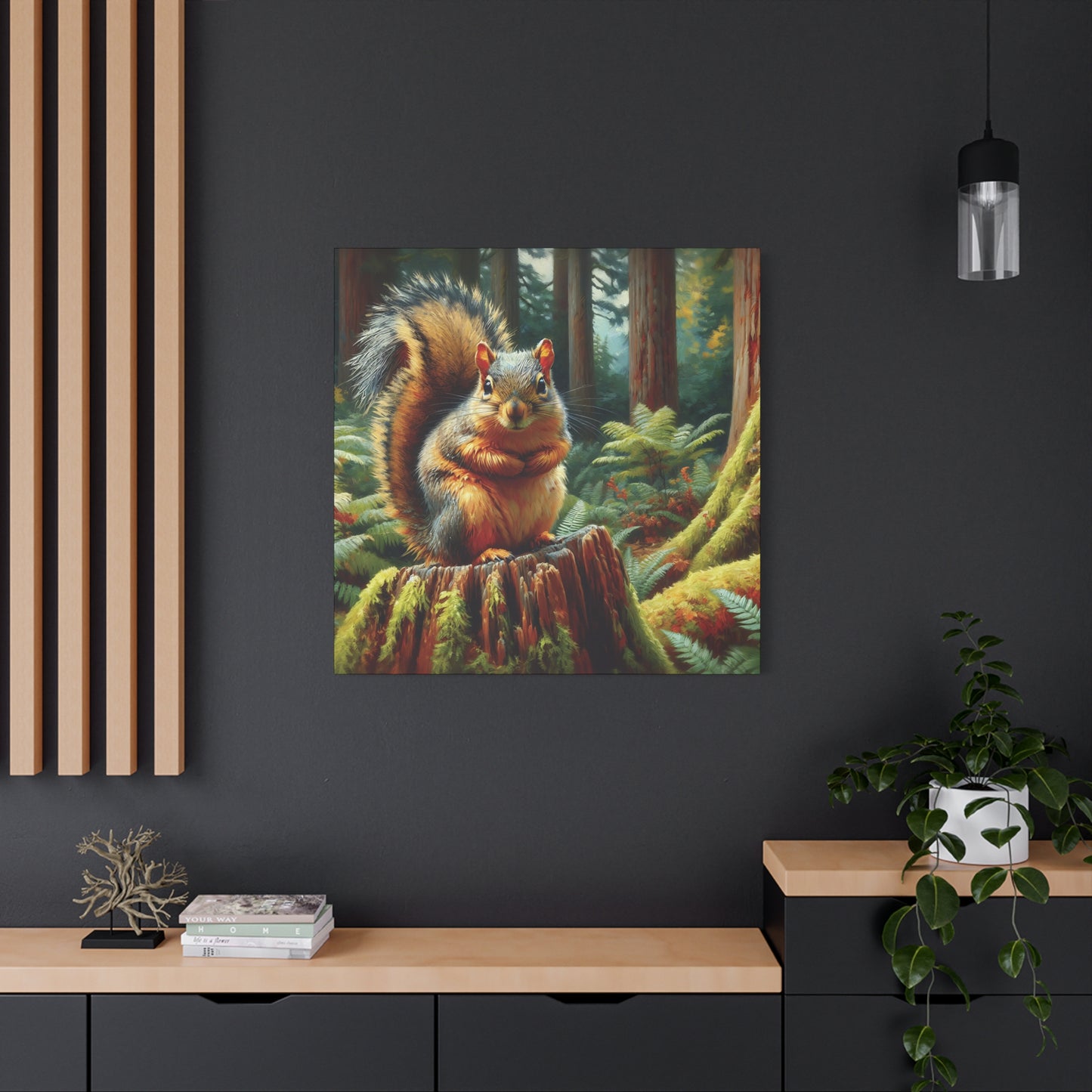 Douglas Squirrel in Olympic National Forest Impressionist Canvas Art Print