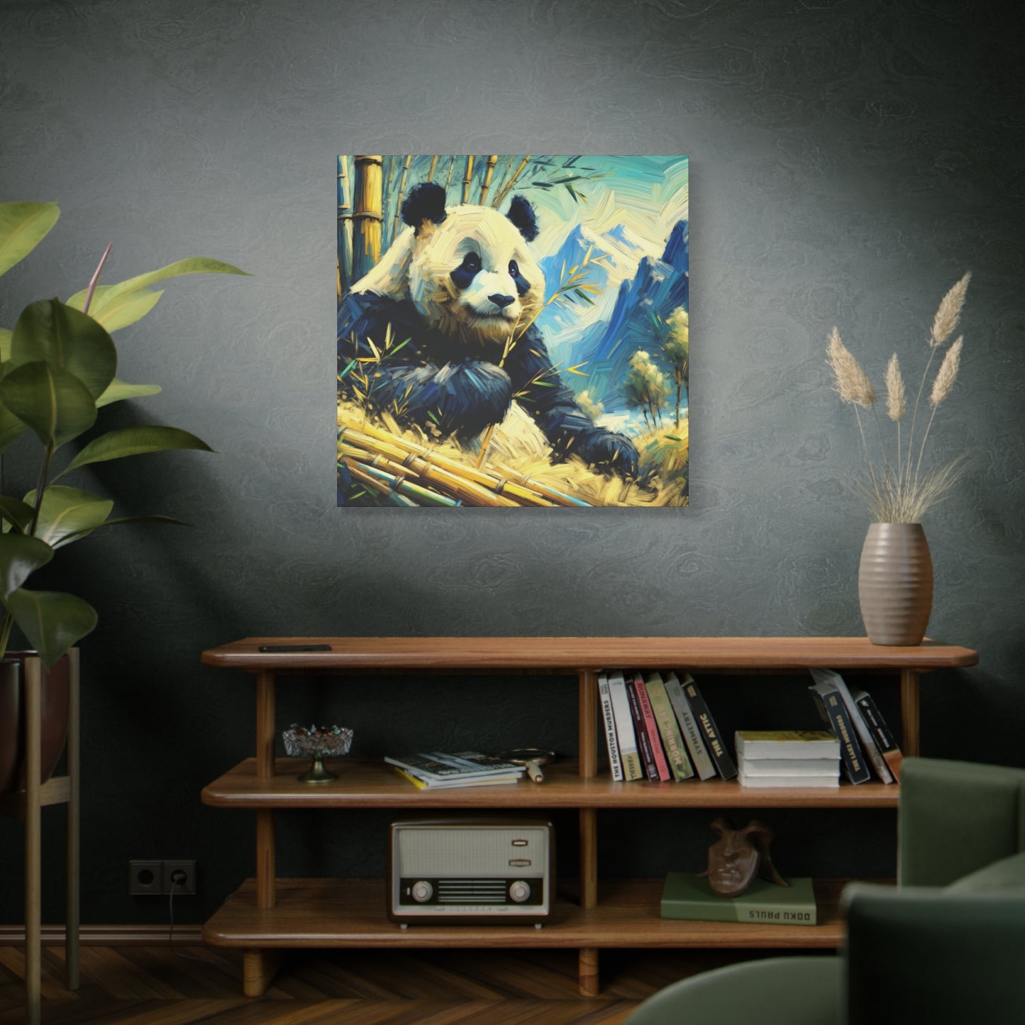 Canvas Wall Art - Giant Panda in Bamboo Forest, Contemporary Impressionist Style Print