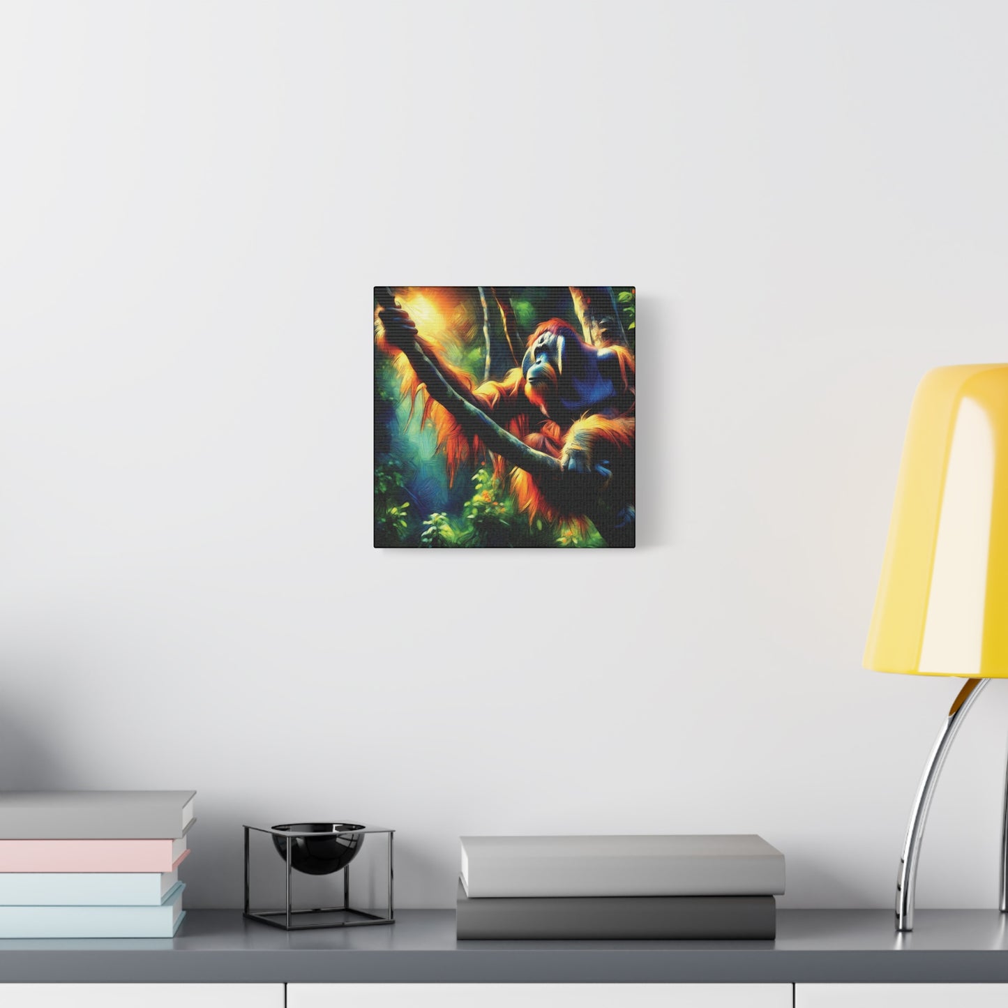 Orangutan in Tree Expressionist Canvas Art Print