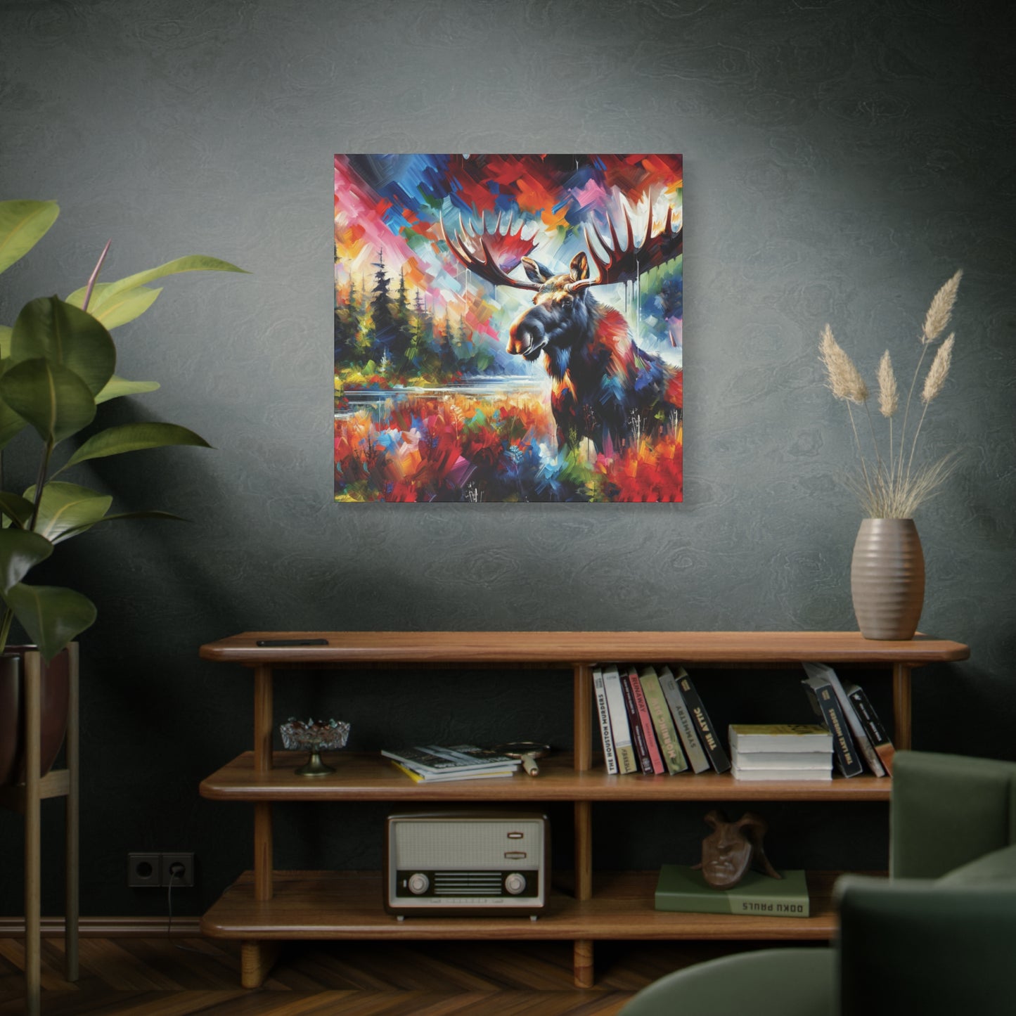 Sunrise Moose Expressionist Canvas Art Print