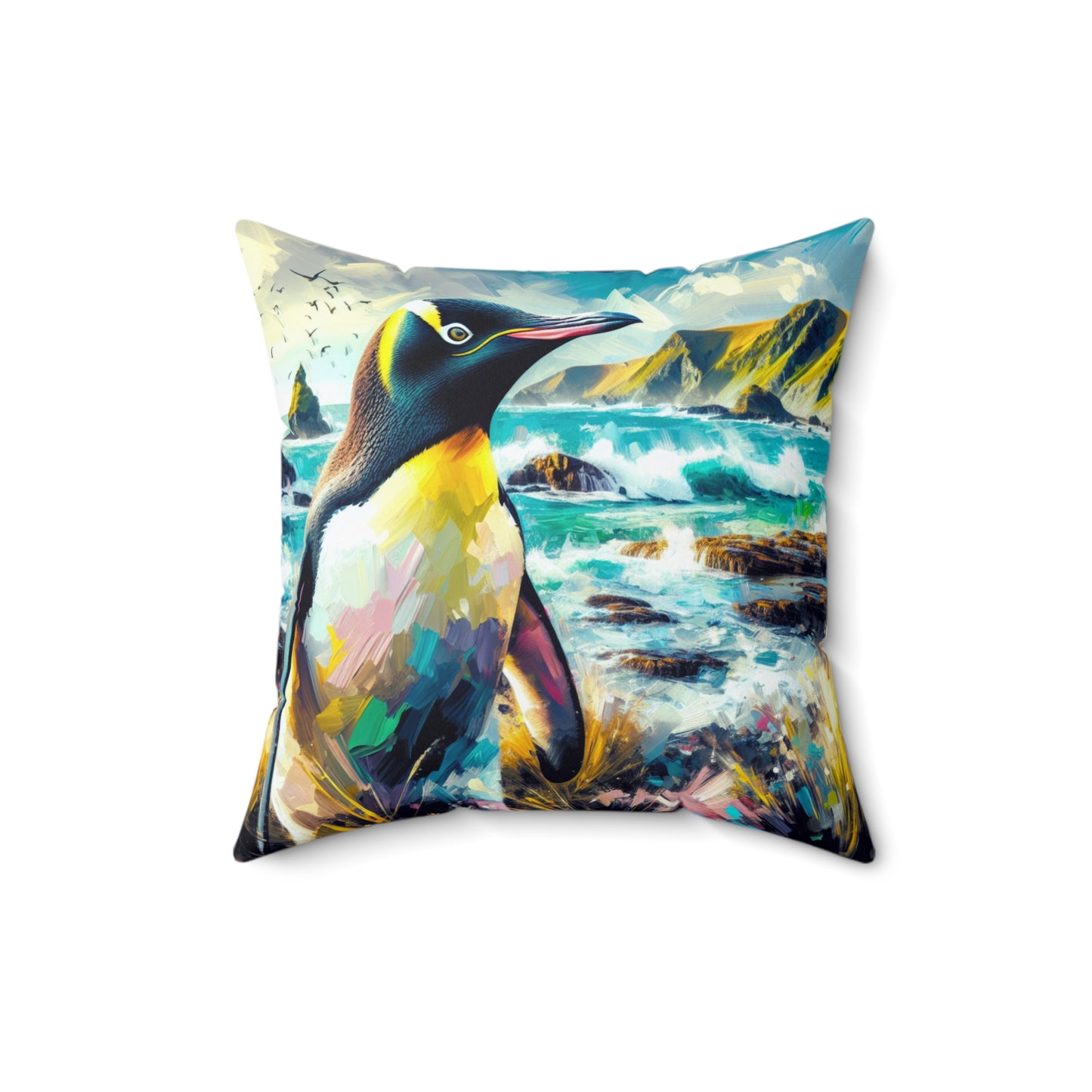 Yellow-Eyed Penguin of South Island - Square Throw Pillows