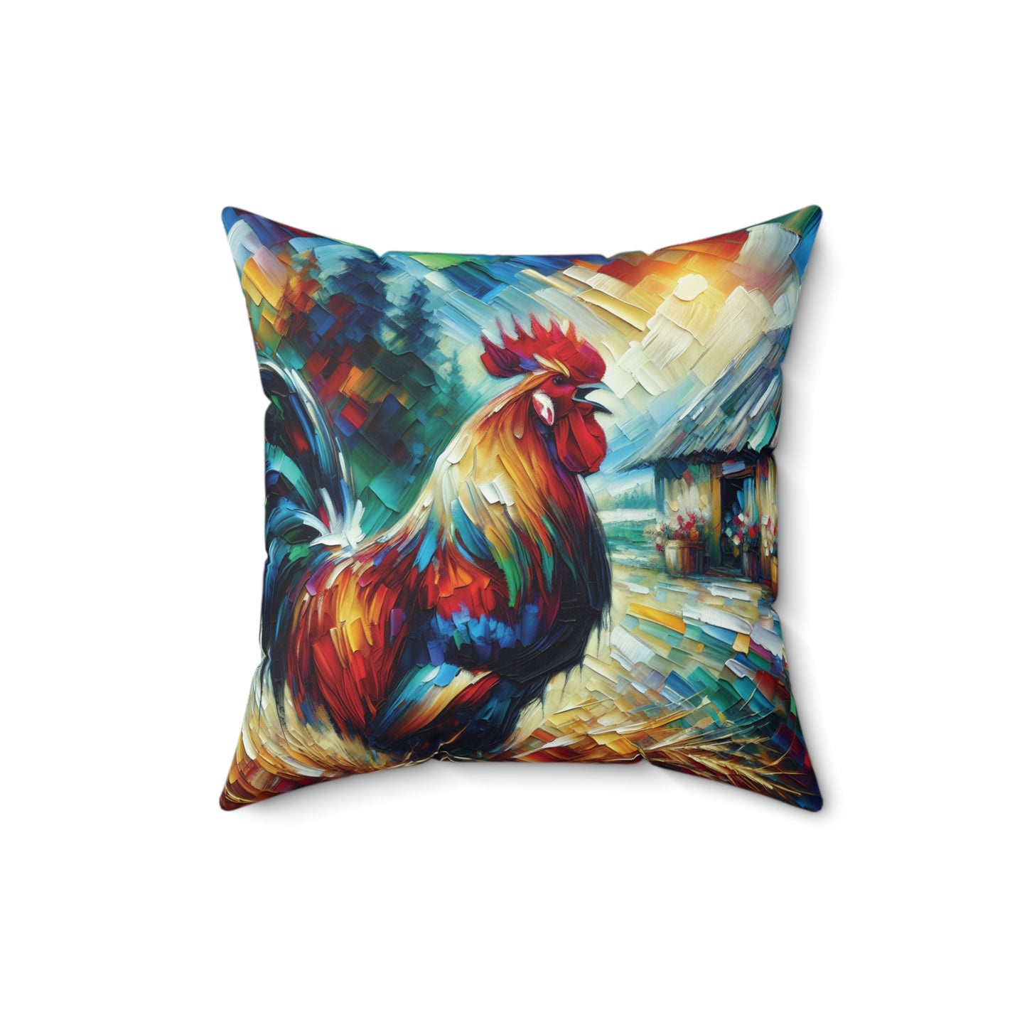 Rooster Morning - Square Throw Pillows