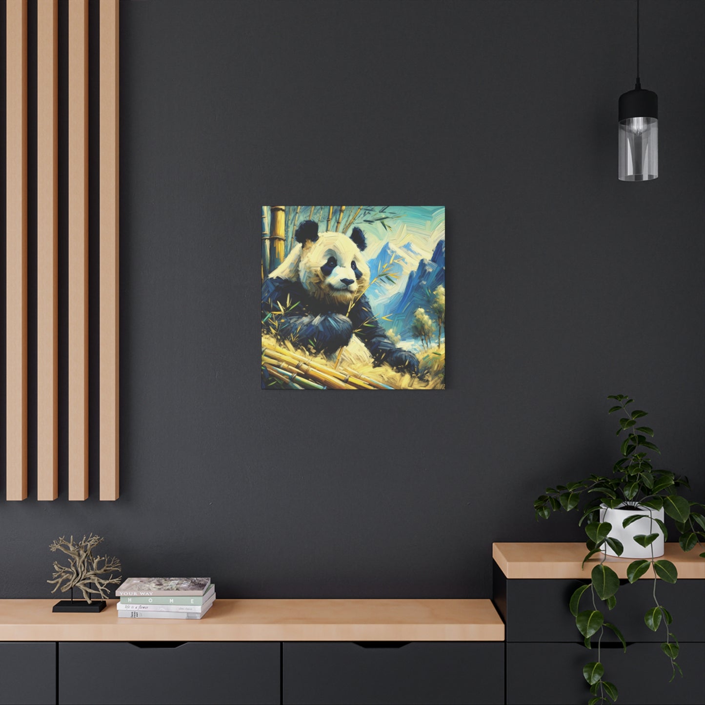Canvas Wall Art - Giant Panda in Bamboo Forest, Contemporary Impressionist Style Print