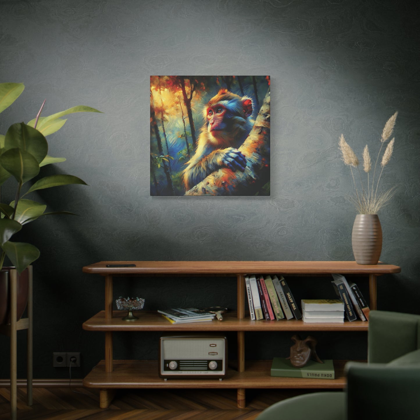 Monkey Wall Art - Rhesus Macaque Expressionist Canvas Art Print