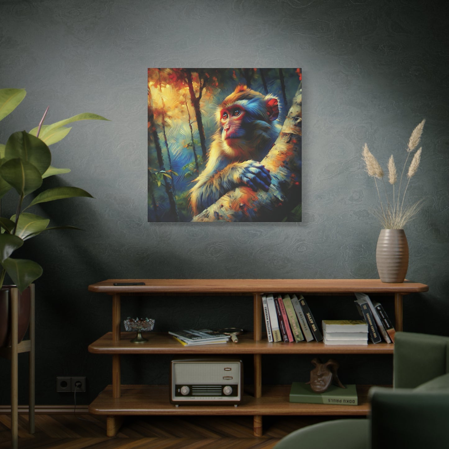 Monkey Wall Art - Rhesus Macaque Expressionist Canvas Art Print