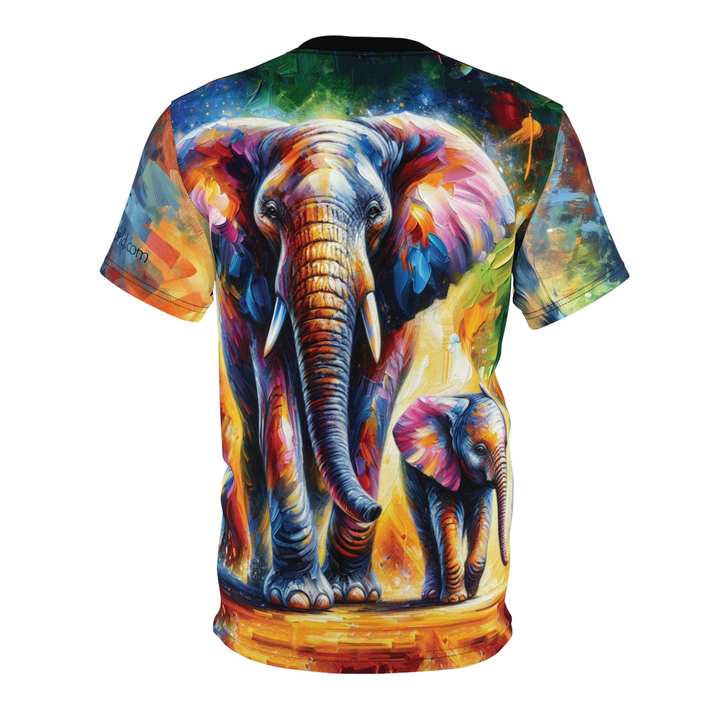 Celebrate Elephants! Vibrant Art Tee | Colorful Unisex Cut & Sew T-Shirt, Wildlife Apparel, Unique Graphic Tee, Birthday Gift