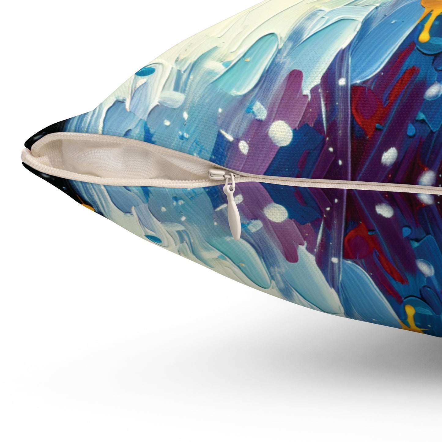 Emperor Penguin in Snowfall - Square Throw Pillows