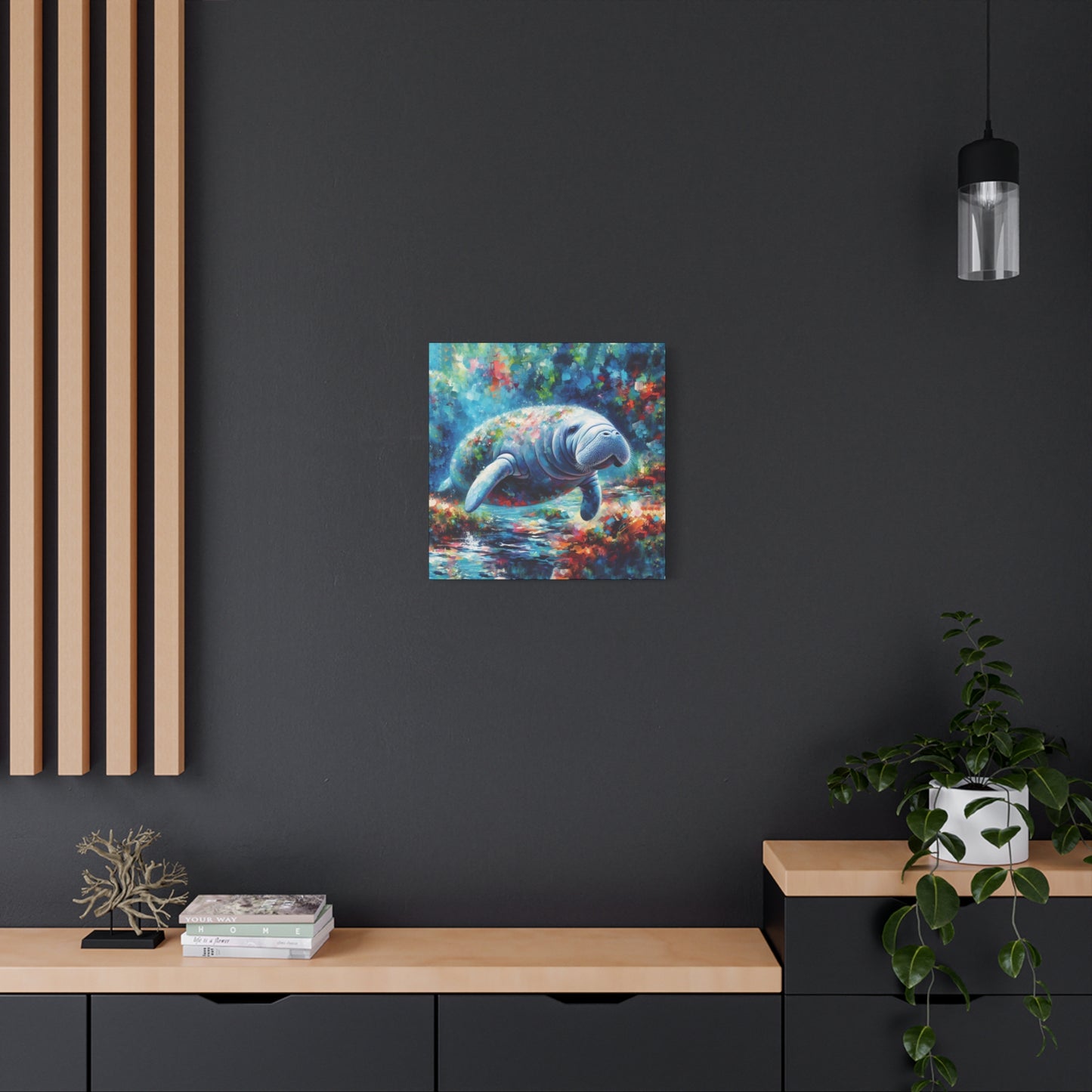 Manatee Garden Expressionist Canvas Art Print