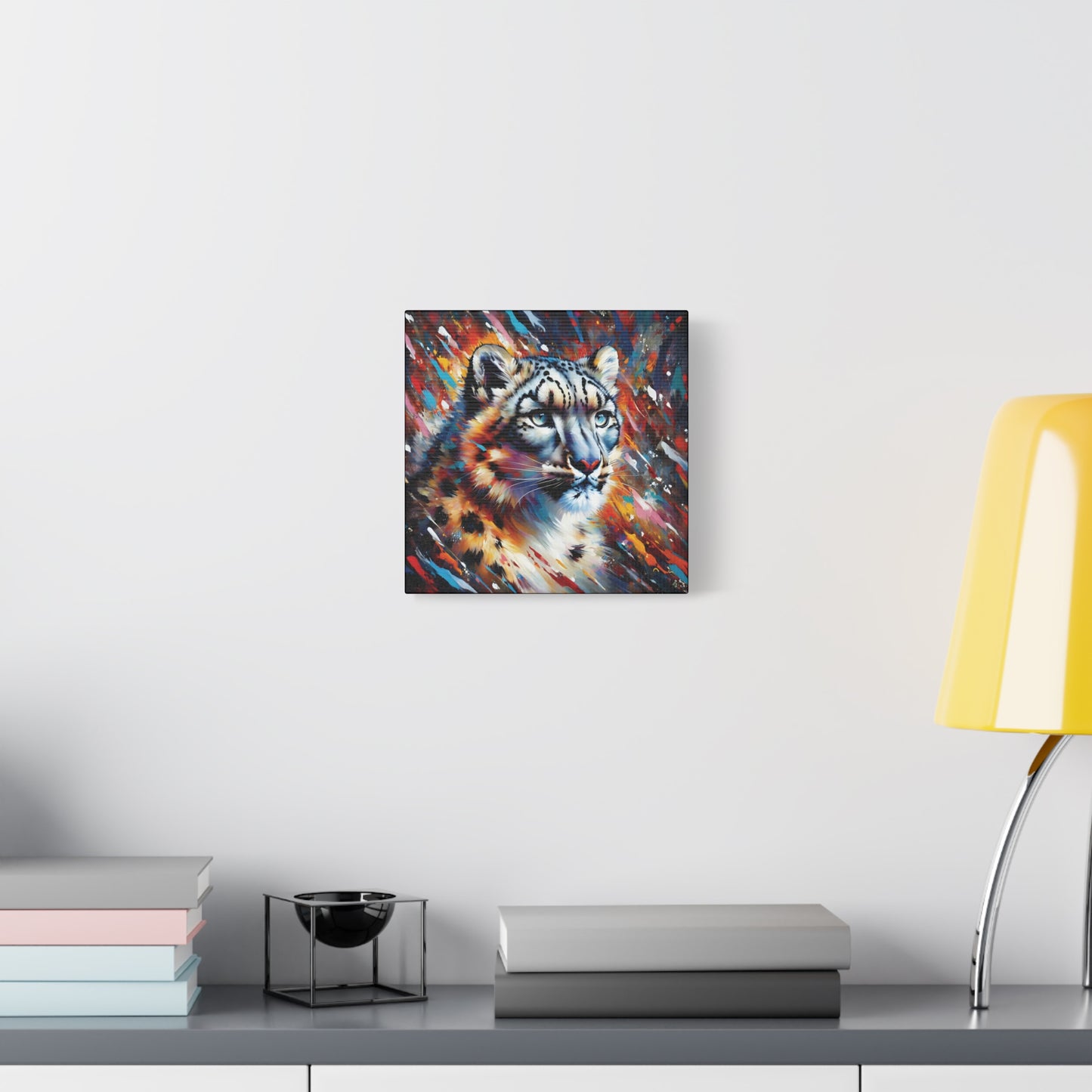 Colorful Snow Leopard Expressionist Canvas Wall Art