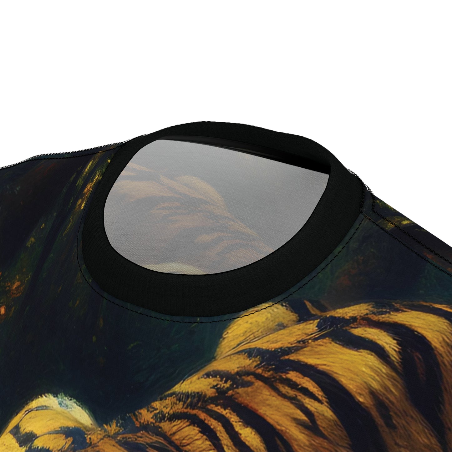Tiger Drinking Vibrant Art Tee | Colorful Unisex Cut & Sew T-Shirt, Wildlife Apparel, Unique Graphic Tee, Birthday Gift