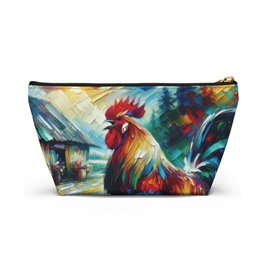 Rooster Morning T-bottom Pouch | Perfect for Chicken Lovers, Gift for Pet Owners, Travel Accessory, Makeup Bag, Organizer