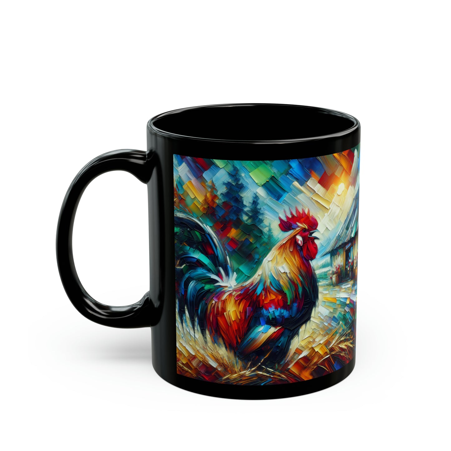 Rooster Morning - Black Mugs (11oz, 15oz)