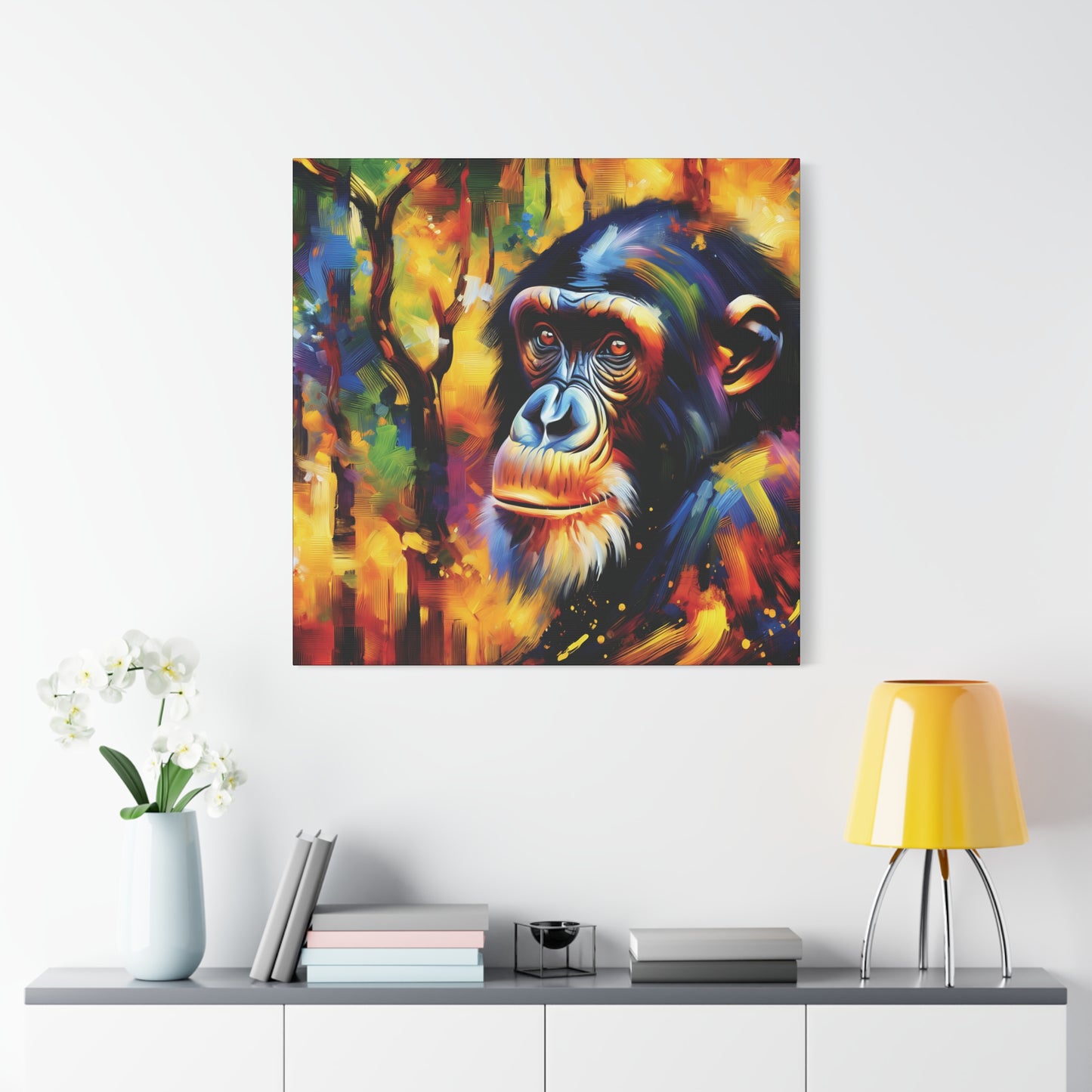 Curious Bonobo Expressionist Canvas Art Print