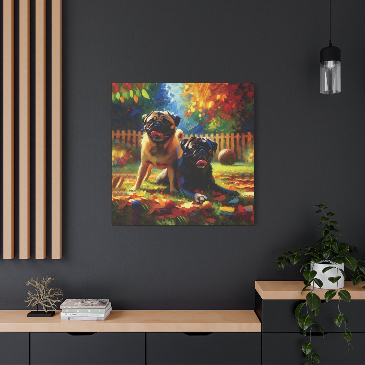 Pug Buddies Expressionist Canvas Art Print