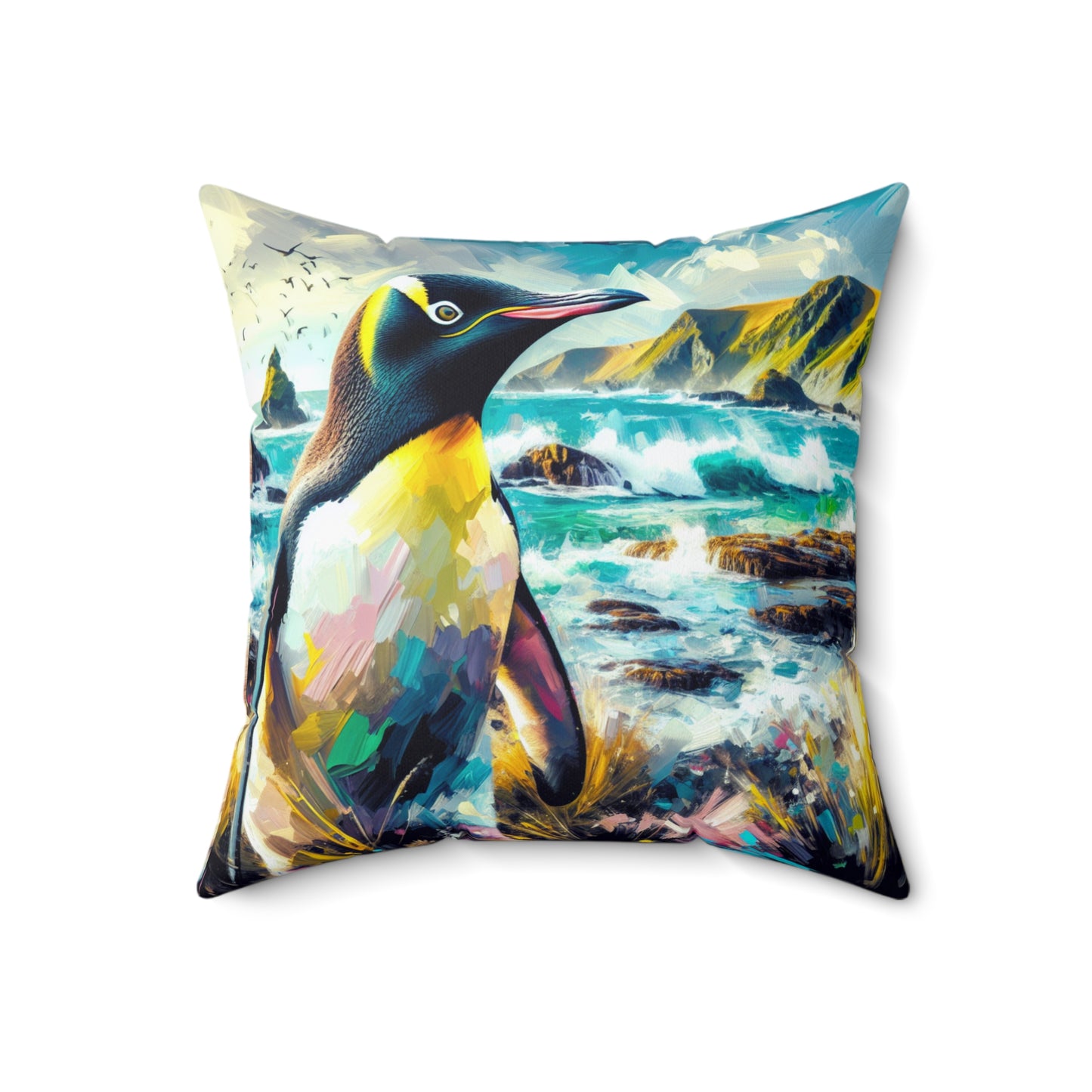Yellow-Eyed Penguin of South Island - Square Throw Pillows