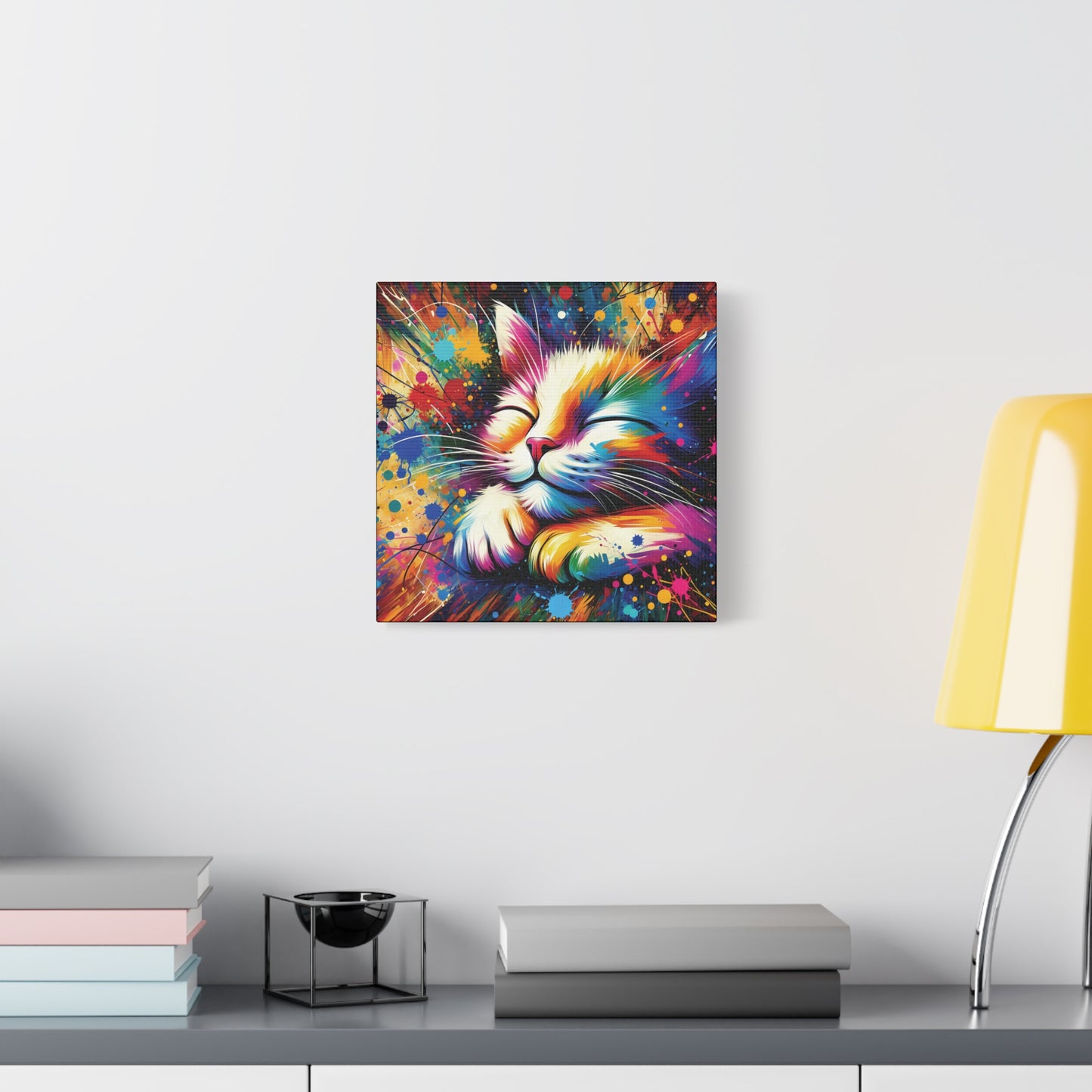 Canvas Wall Art - Contented Cat - Modern Impressionist Art Style