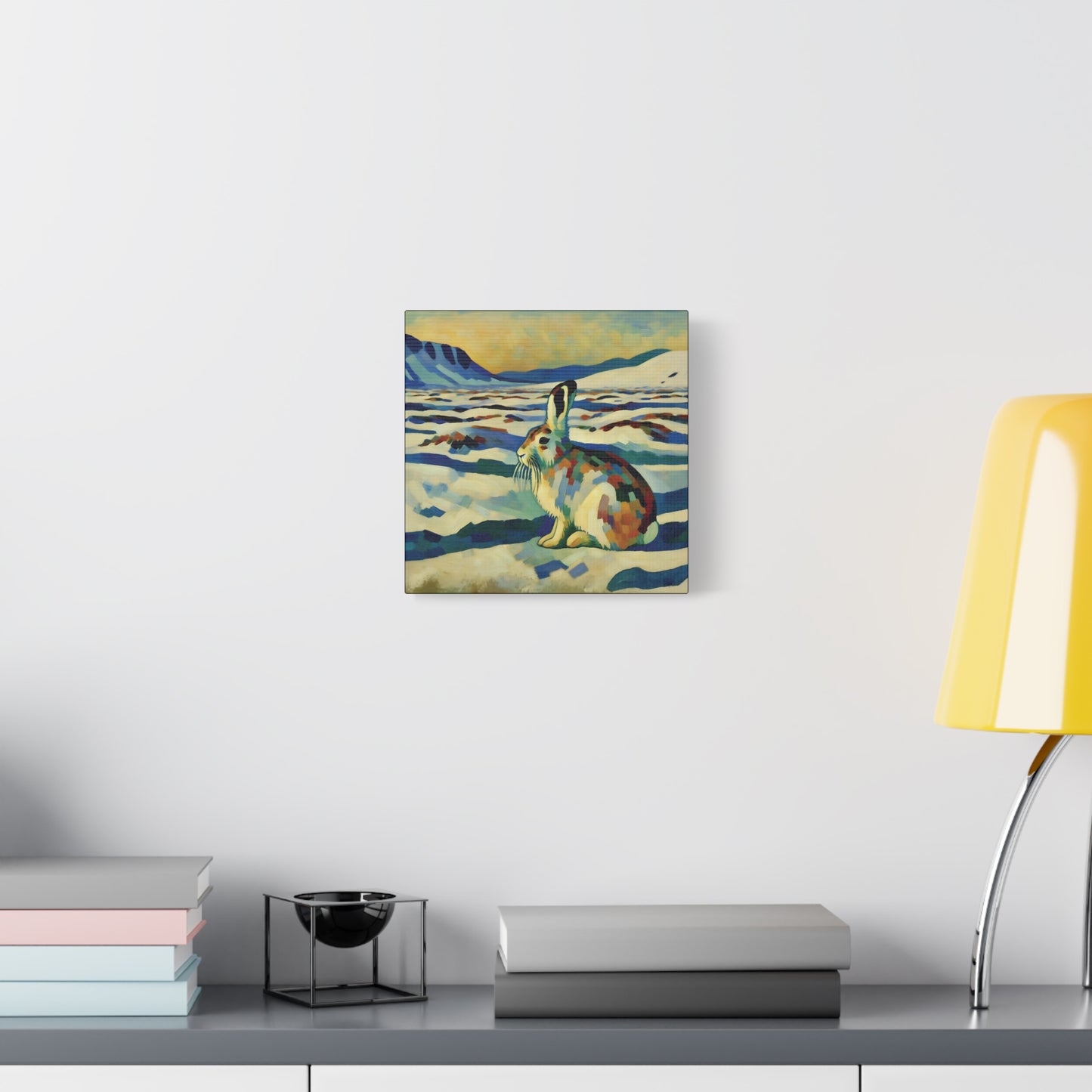 Arctic Hare on the Tundra, Expressionist Style Canvas Art Print