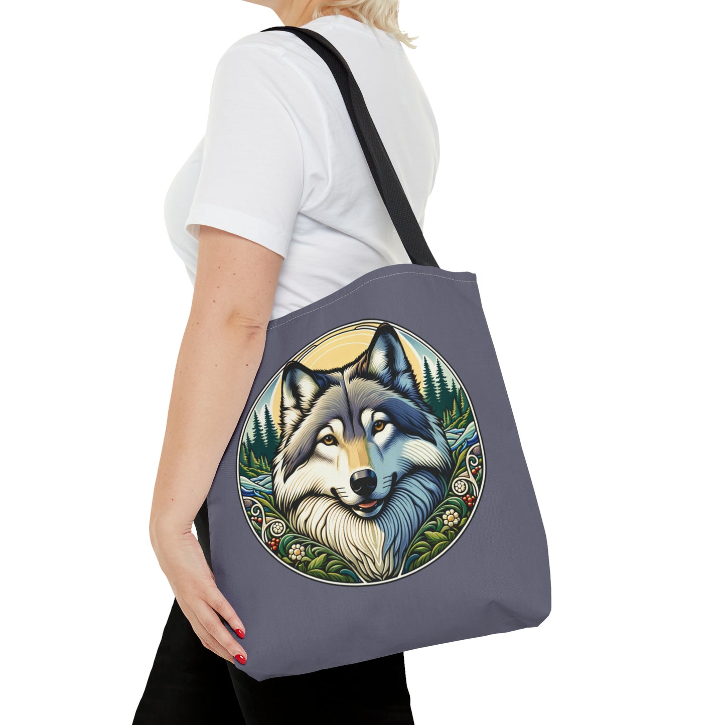 Wolf Portrait Tote Bag, Art Nouveau Style