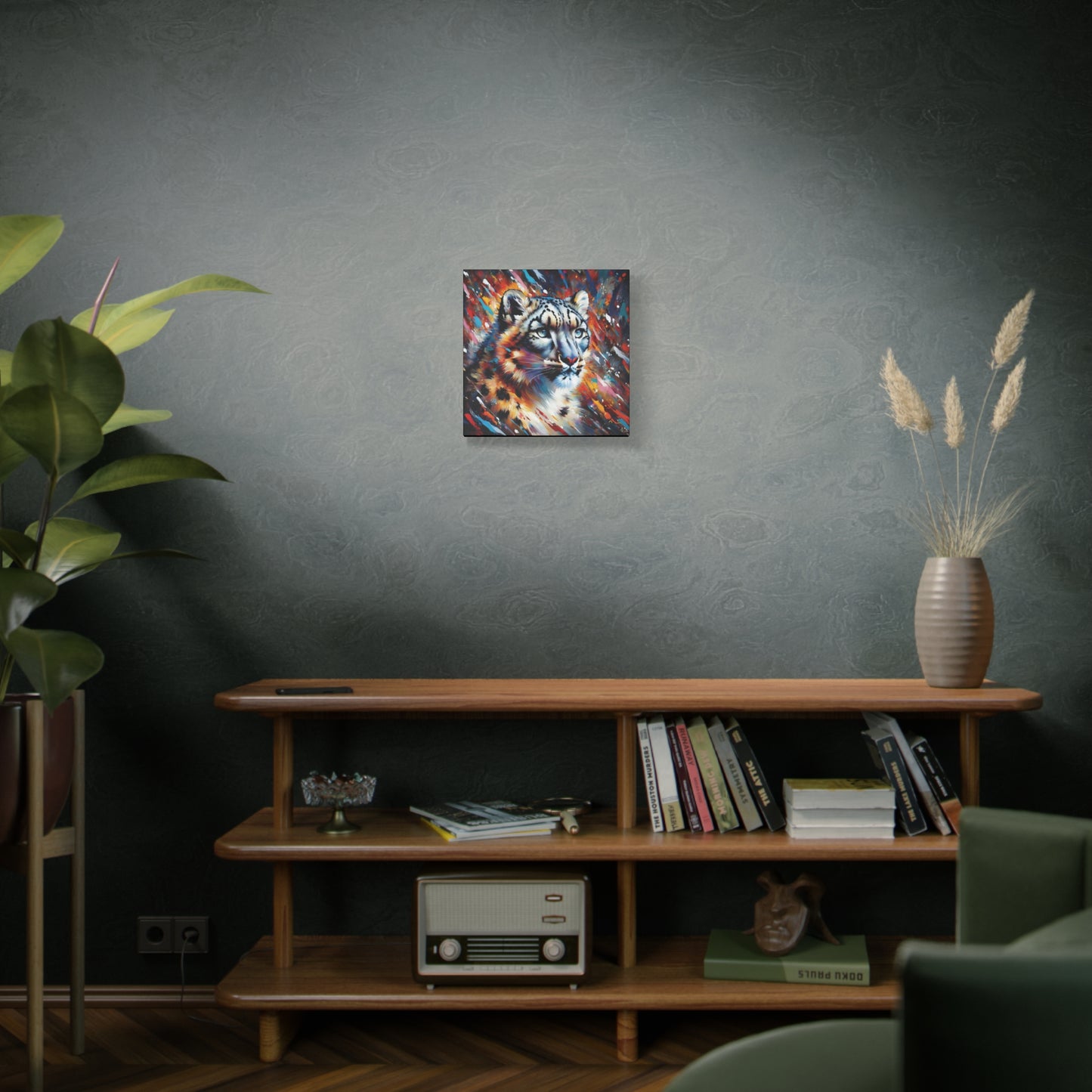 Colorful Snow Leopard Expressionist Canvas Wall Art