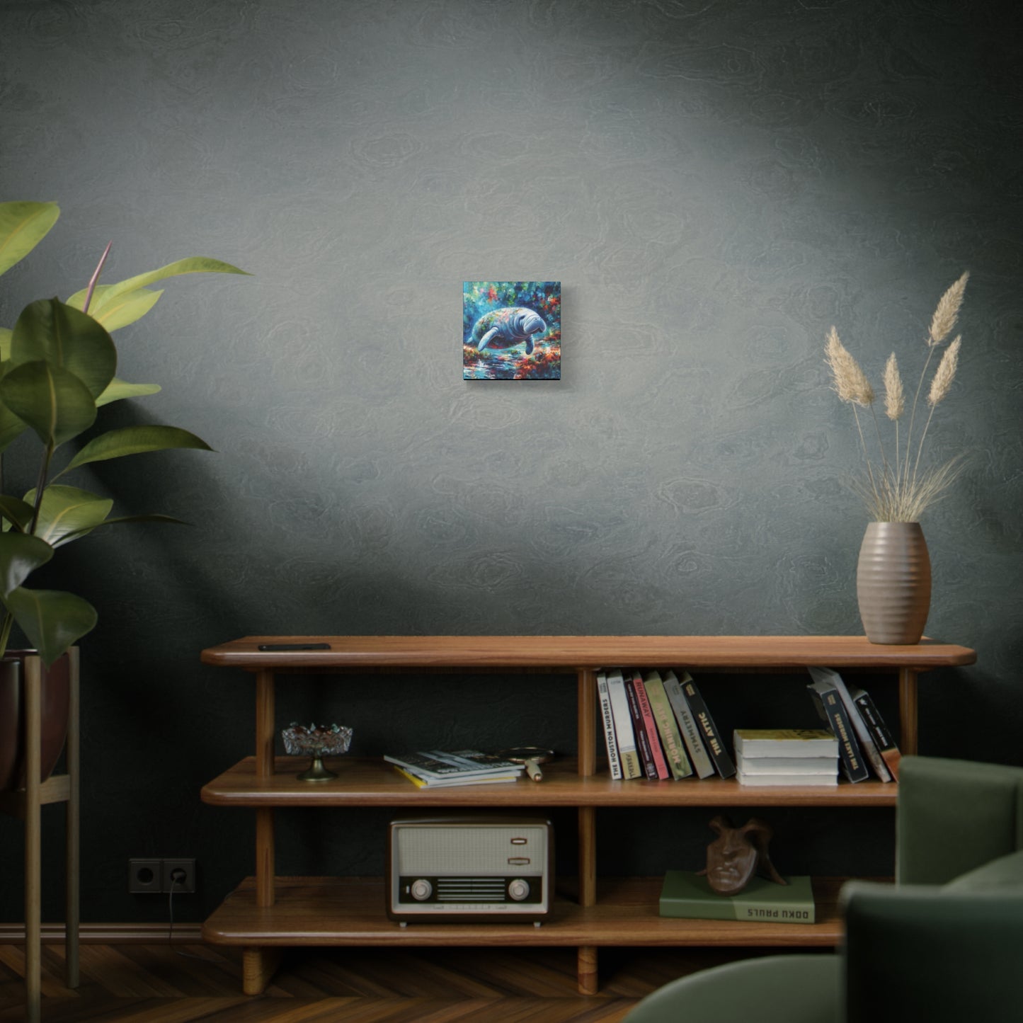 Manatee Garden Expressionist Canvas Art Print