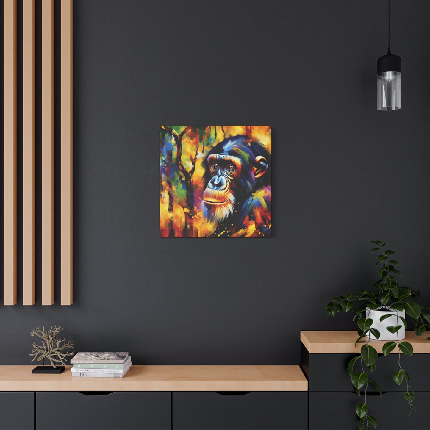 Curious Bonobo Expressionist Canvas Art Print