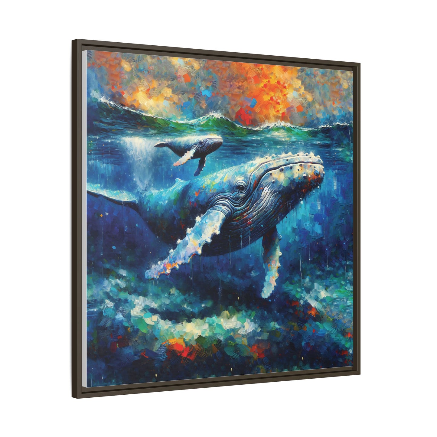 Vibrant Whale Art Canvas Print - Framed Wall Decor