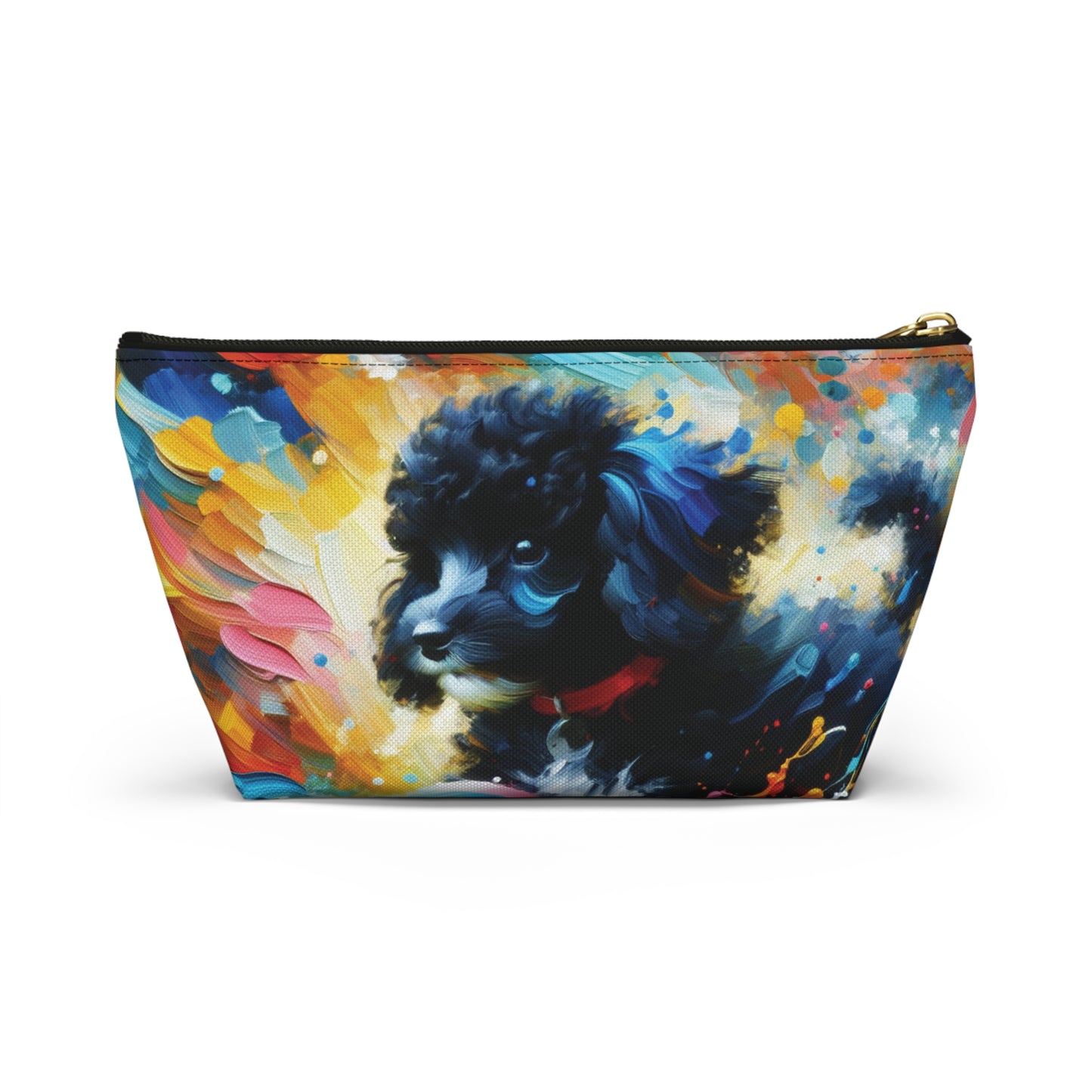 Black and White Poodle T-bottom Pouch | Perfect for Dog Lovers, Travel Accessory, Makeup Bag, Organizer