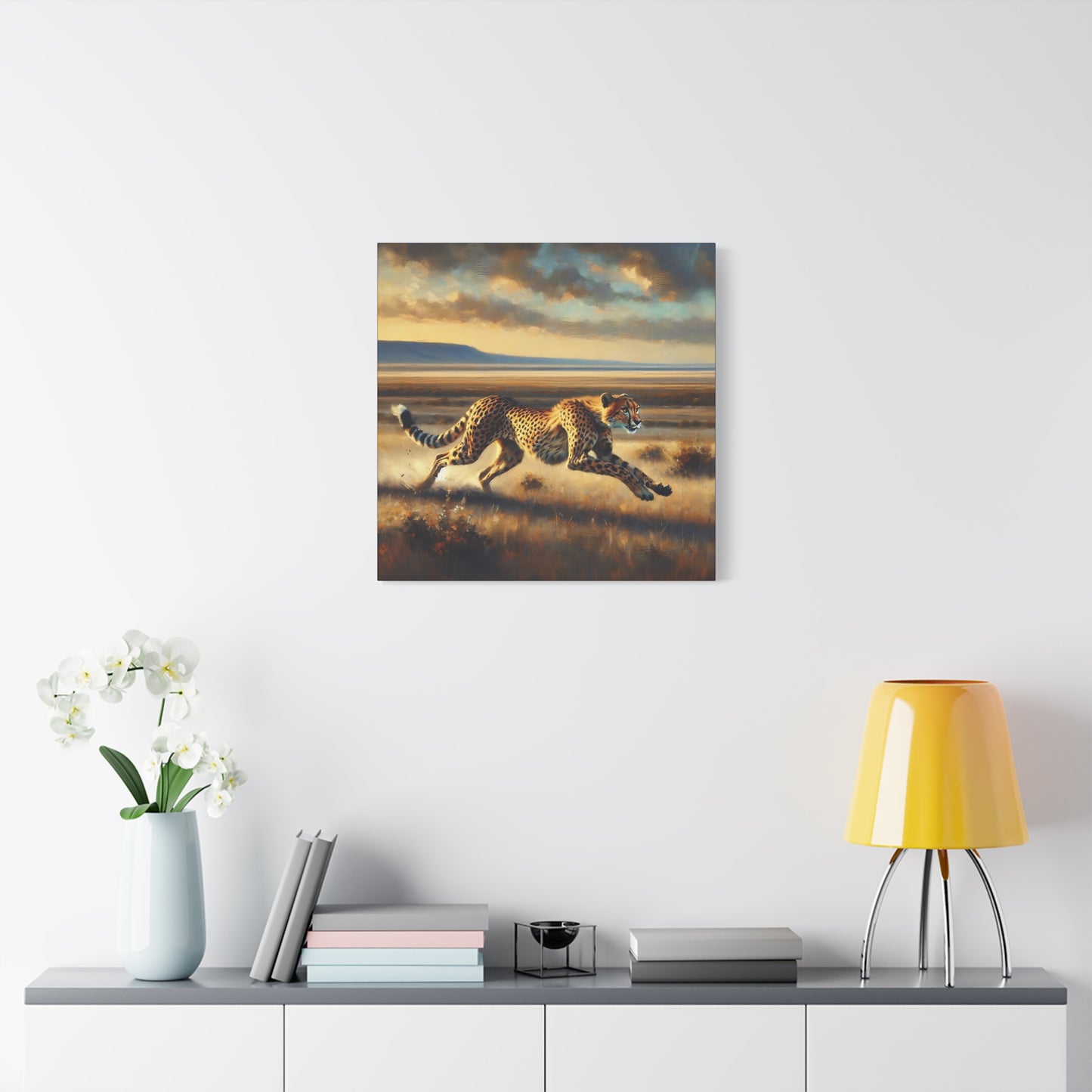 Cheetah Running Impressionist Canvas Art Print