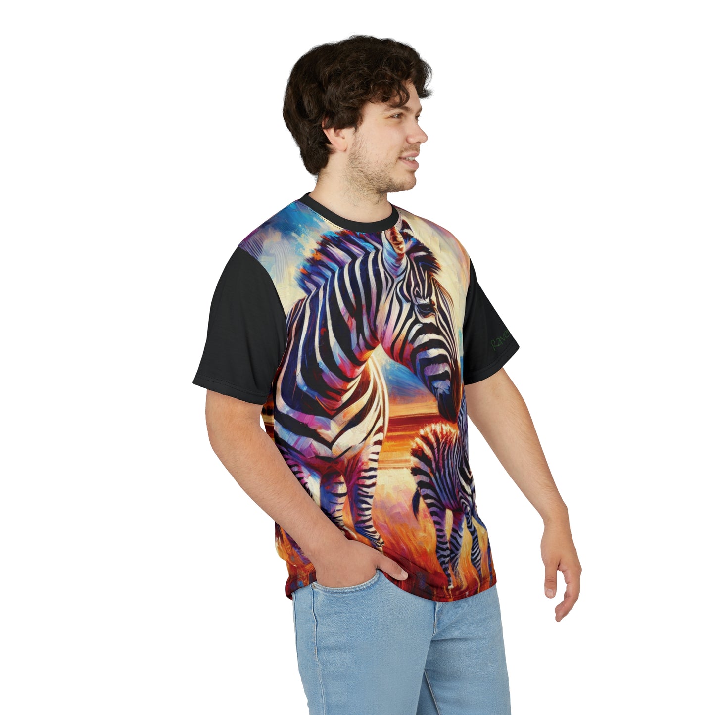 Zebra and Foal Art Tee | Colorful Unisex Cut & Sew T-Shirt, Wildlife Apparel, Unique Graphic Tee, Birthday Gift