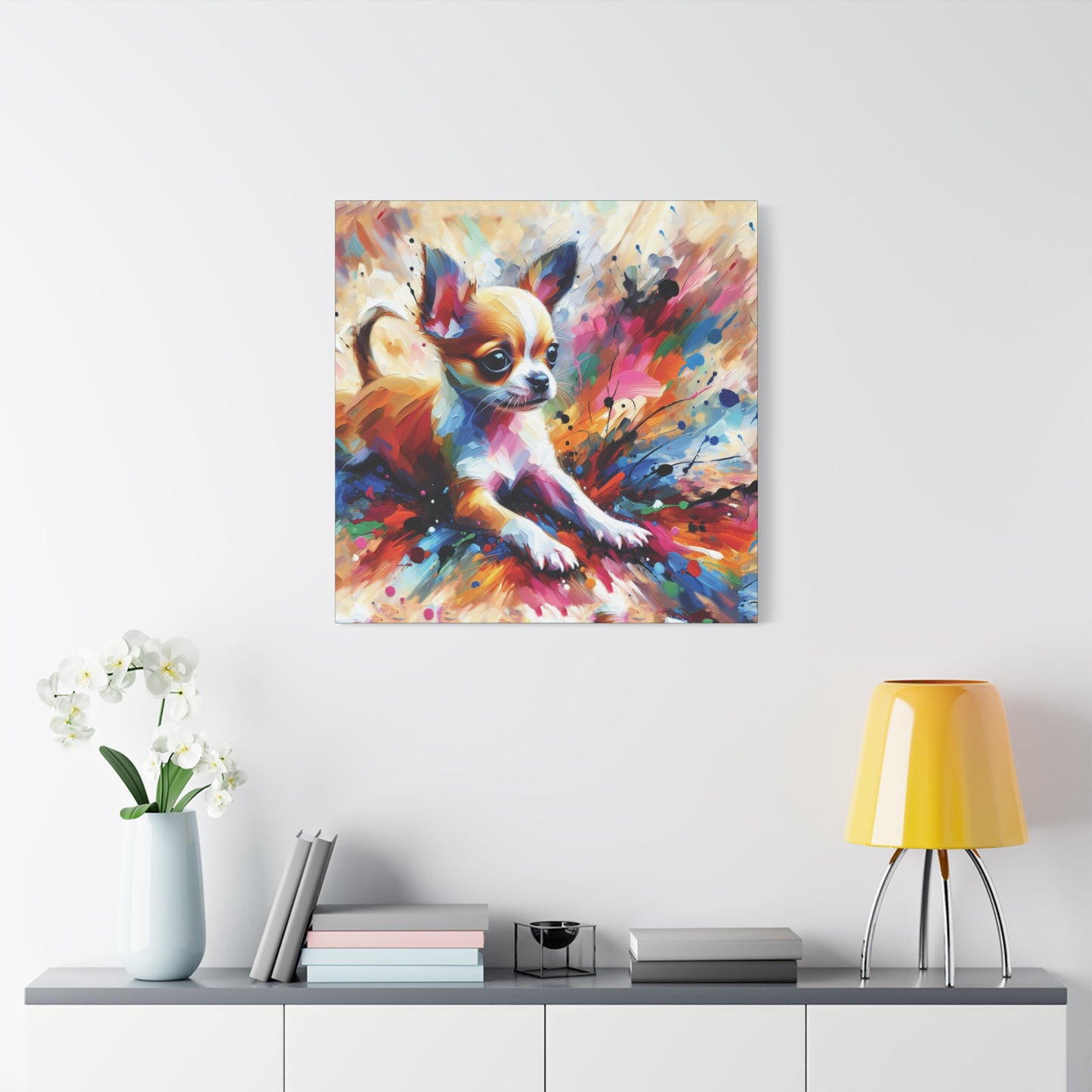 Chihuahua Mayhem Expressionist Canvas Art Print