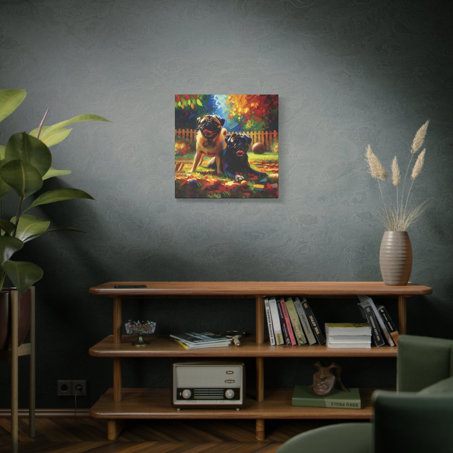 Pug Buddies Expressionist Canvas Art Print