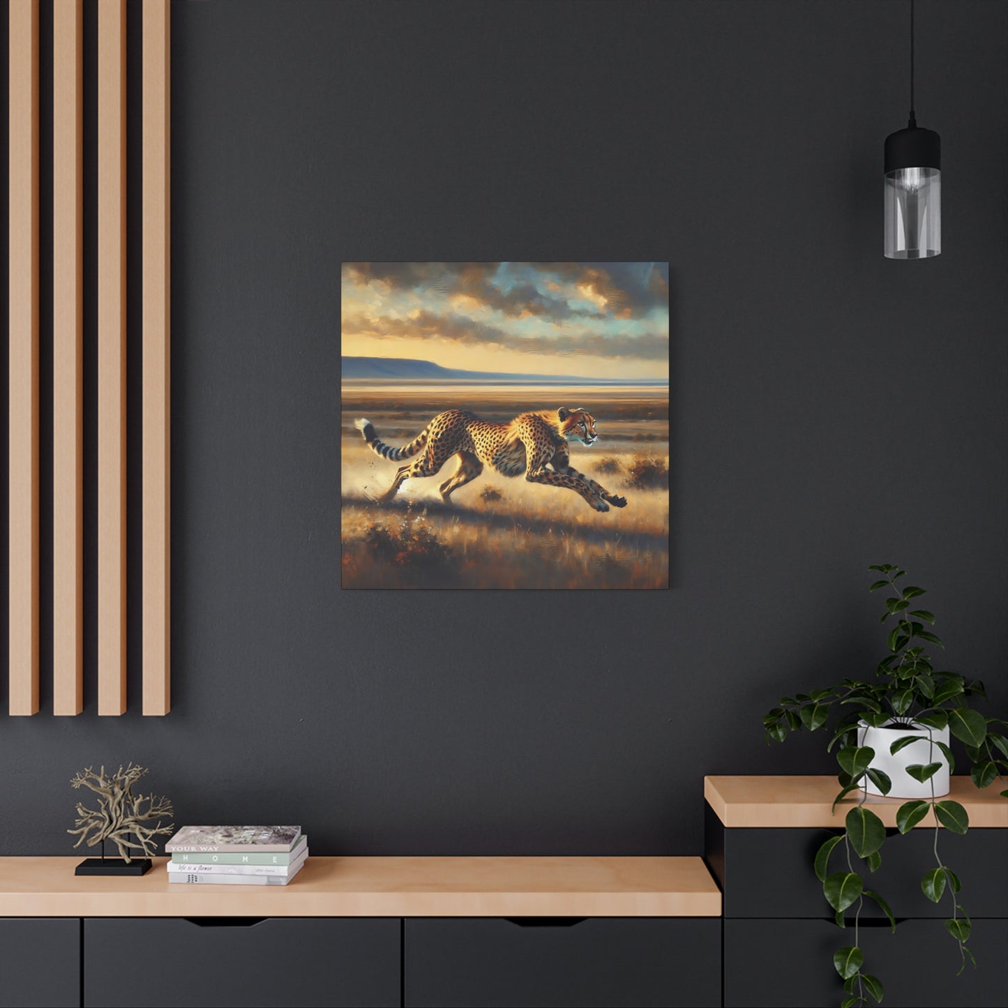 Cheetah Running Impressionist Canvas Art Print
