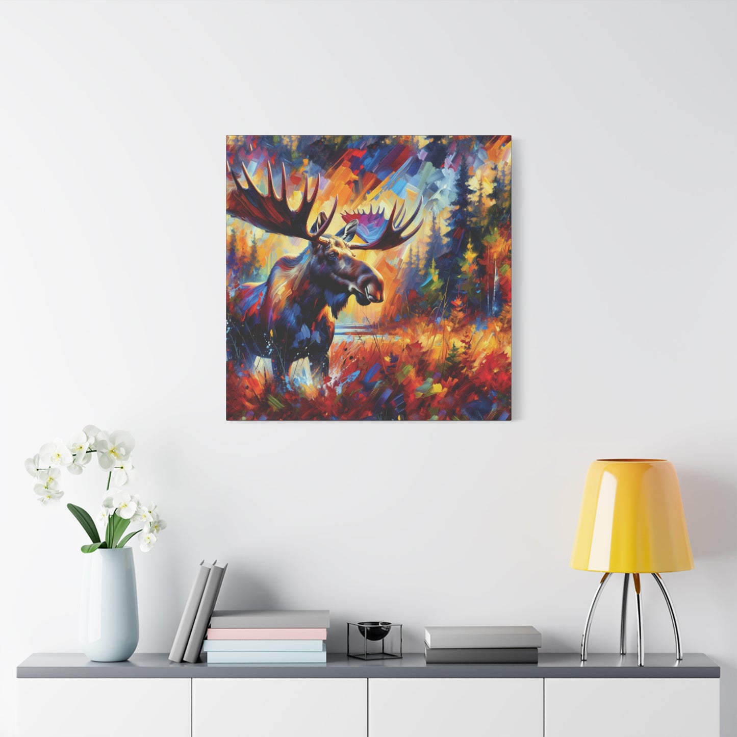 Sunset Moose Expressionist Canvas Art Print