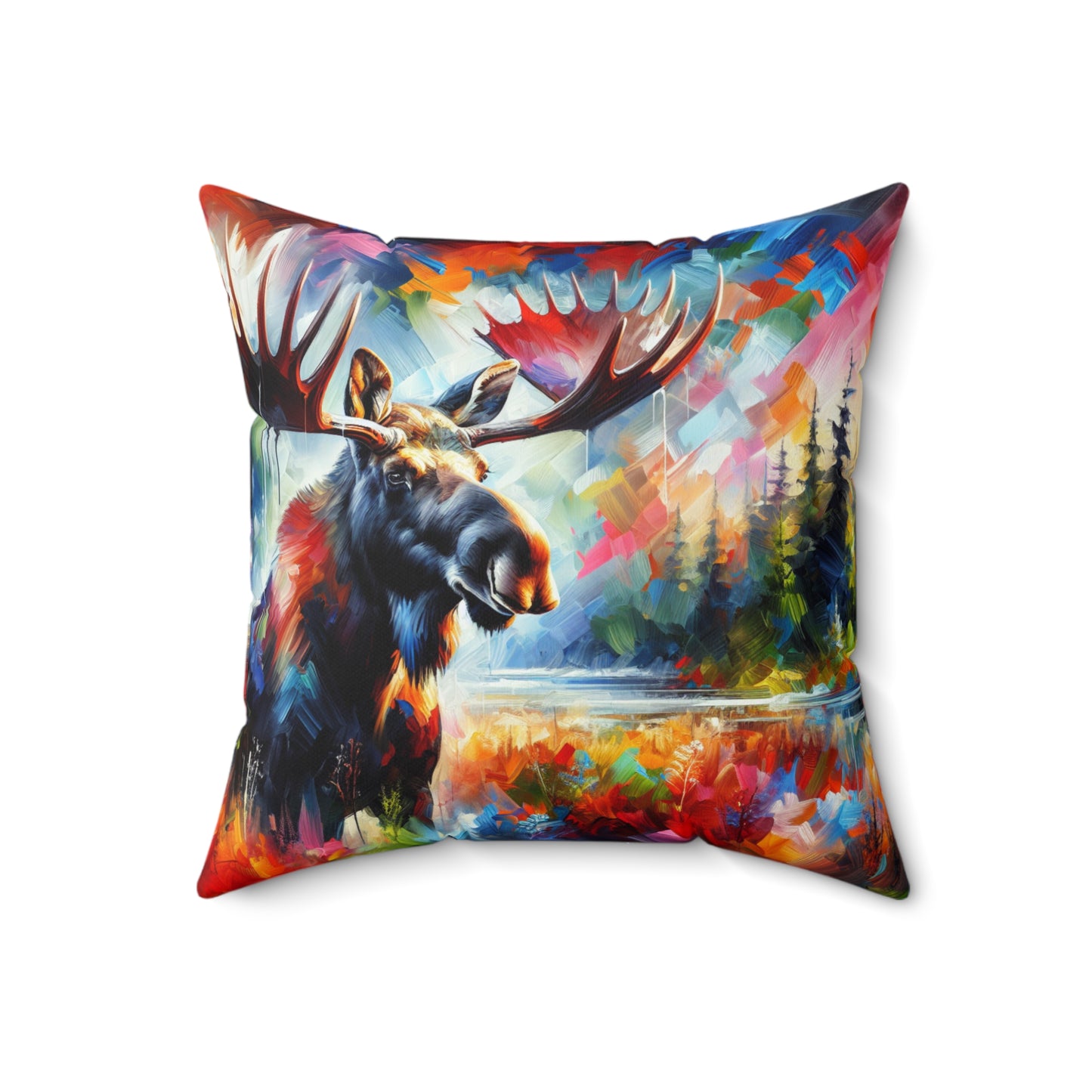Sunrise Moose - Square Throw Pillows