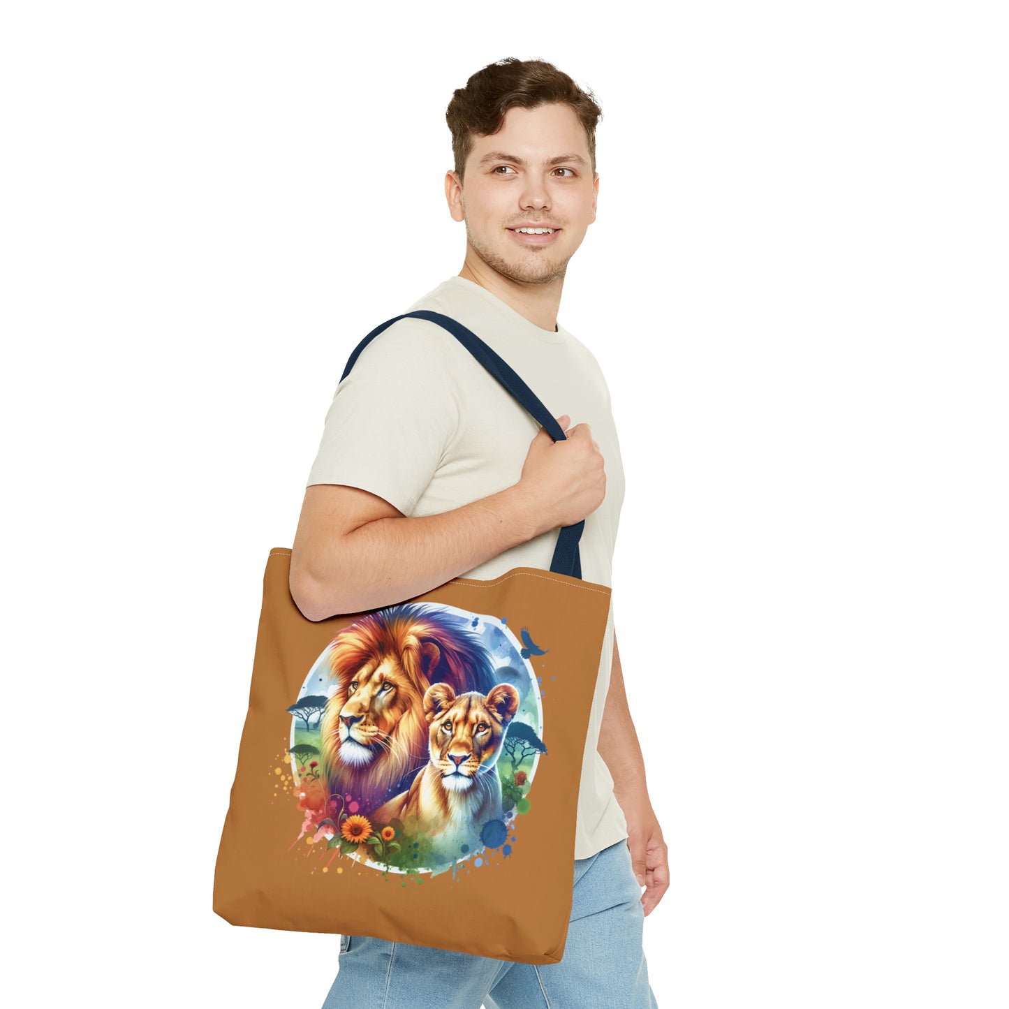 Lion and Lioness Watercolor - Tote Bag