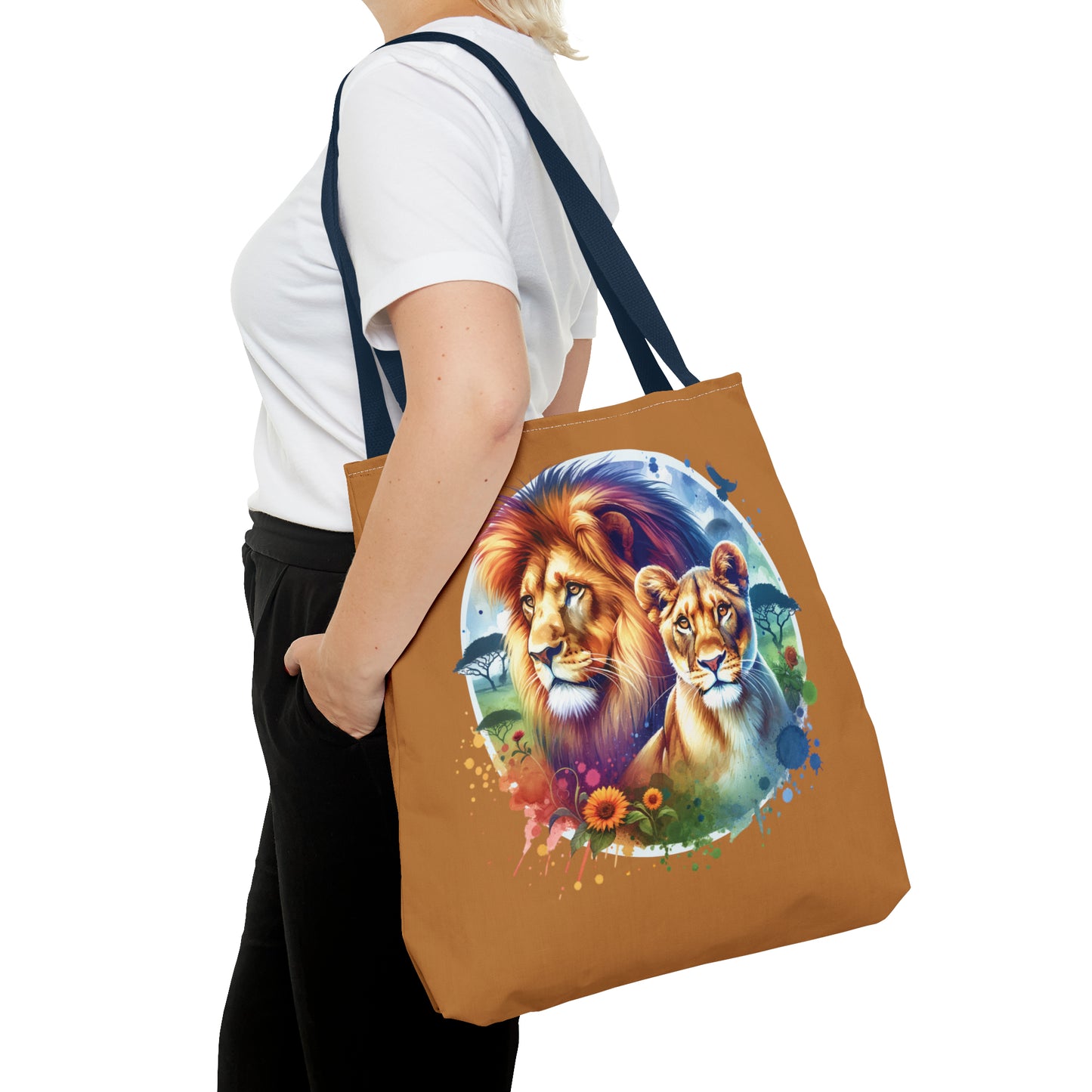 Lion and Lioness Watercolor - Tote Bag