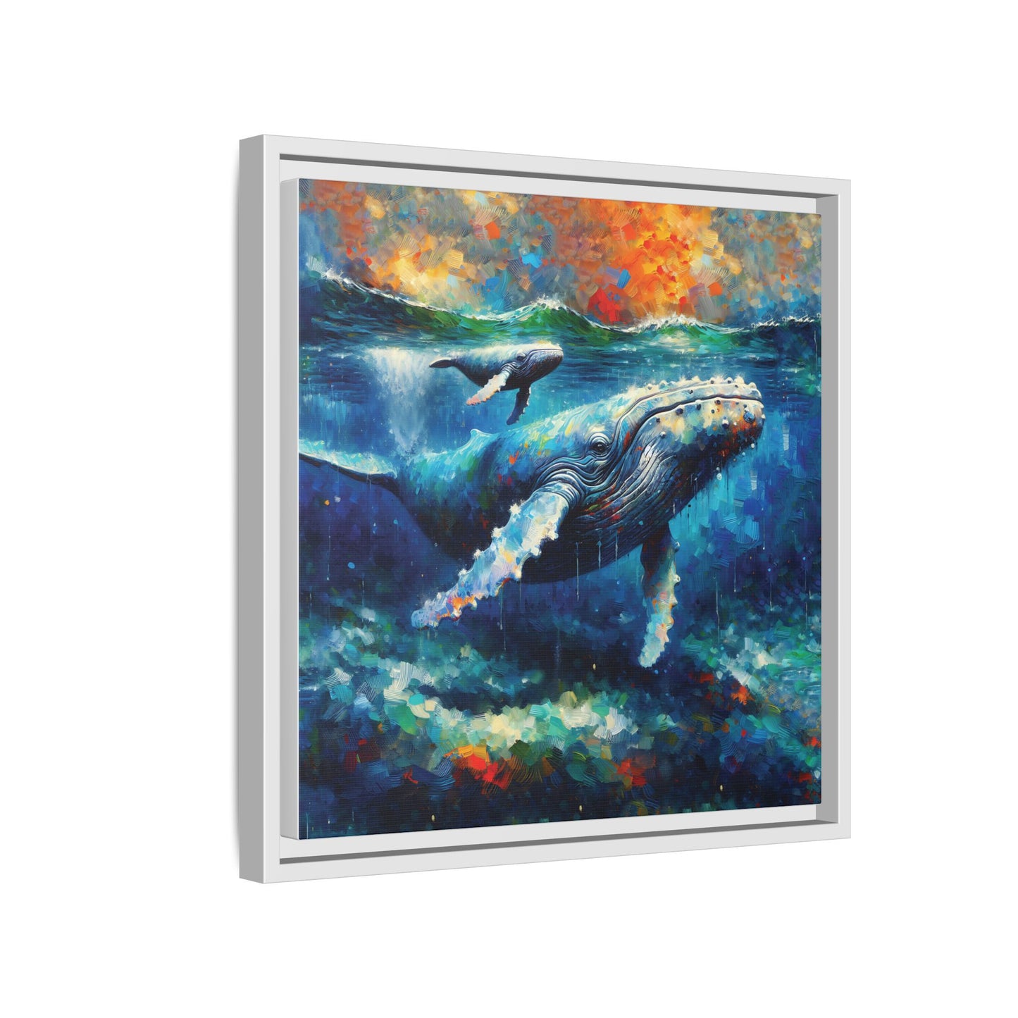 Vibrant Whale Art Canvas Print - Framed Wall Decor