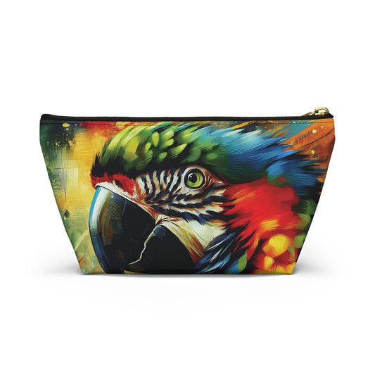 Scarlet Macaw T-bottom Pouch | Perfect for Parrot Lovers, Gift for Pet Owners, Travel Accessory, Makeup Bag, Organizer