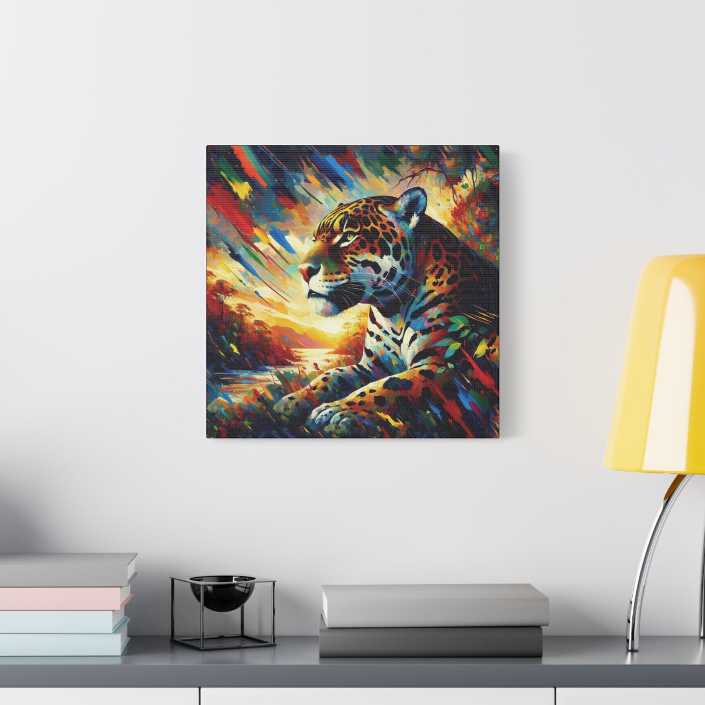 Jaguar Sunset Expressionist Canvas Art Print