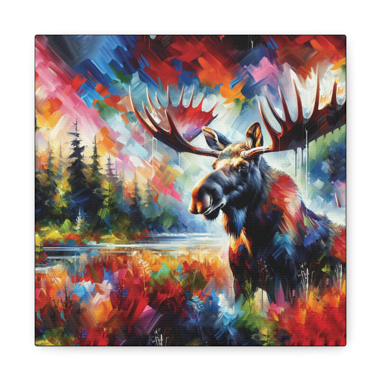 Sunrise Moose Expressionist Canvas Art Print